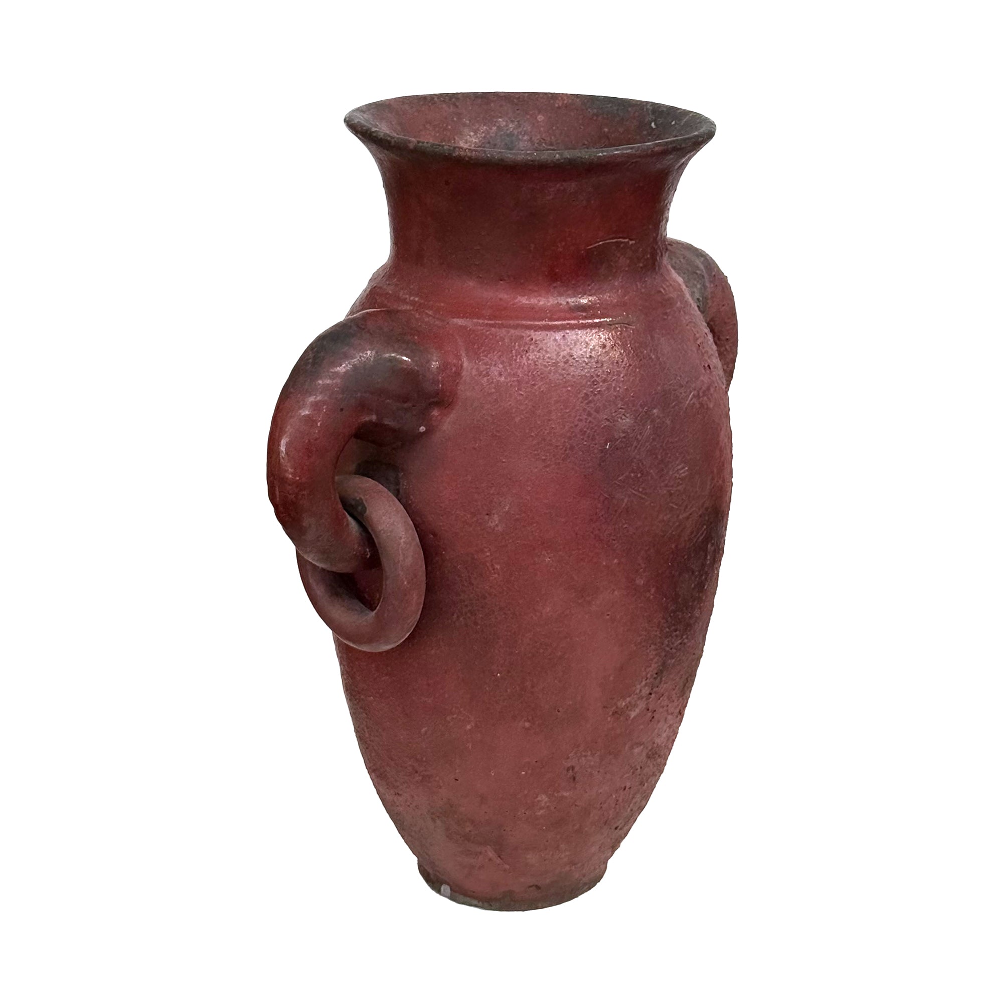 Ceramic Vase with Ringed Elephant Head Handles