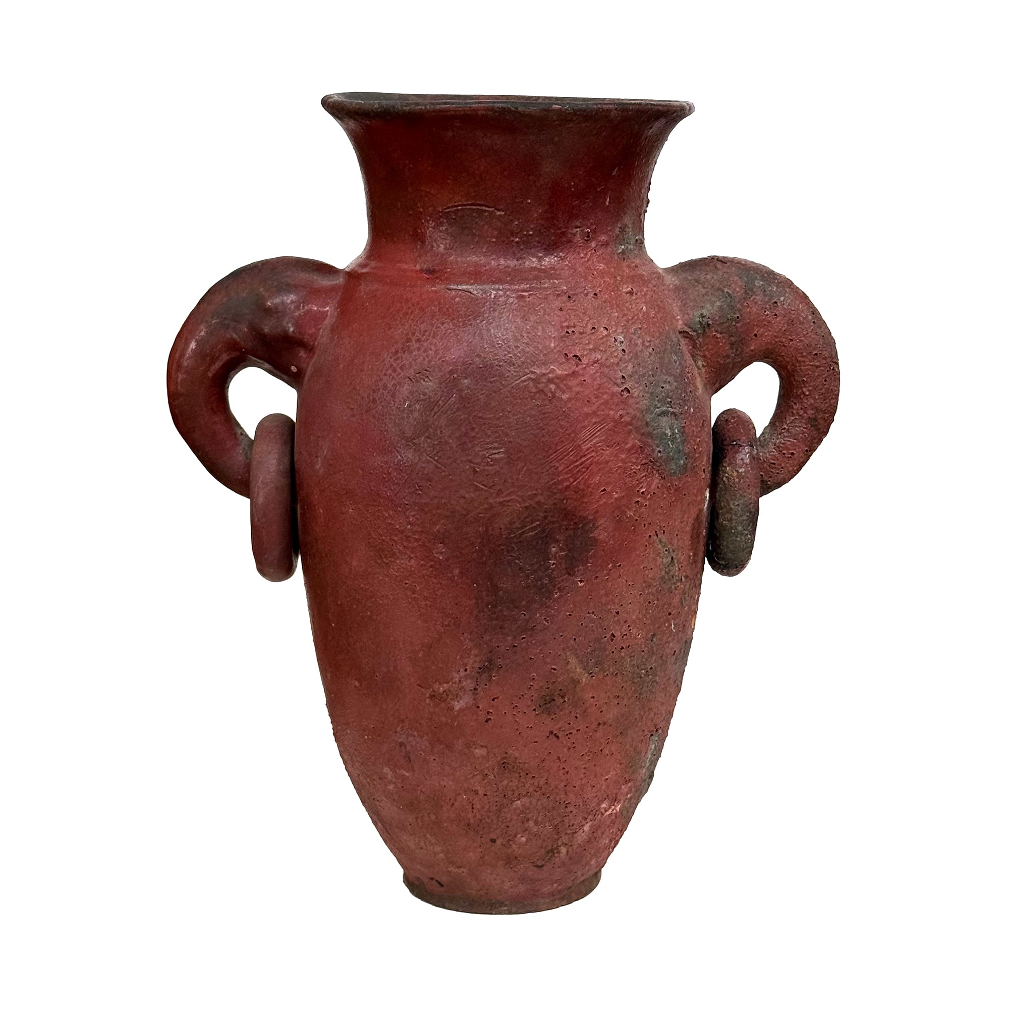 Ceramic Vase with Ringed Elephant Head Handles
