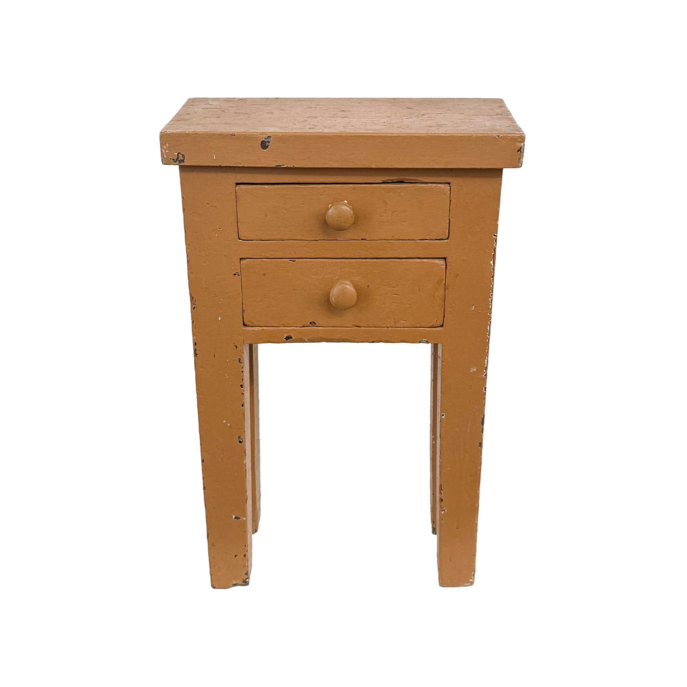 Chunky Primitive Painted Wood Stand with Drawers