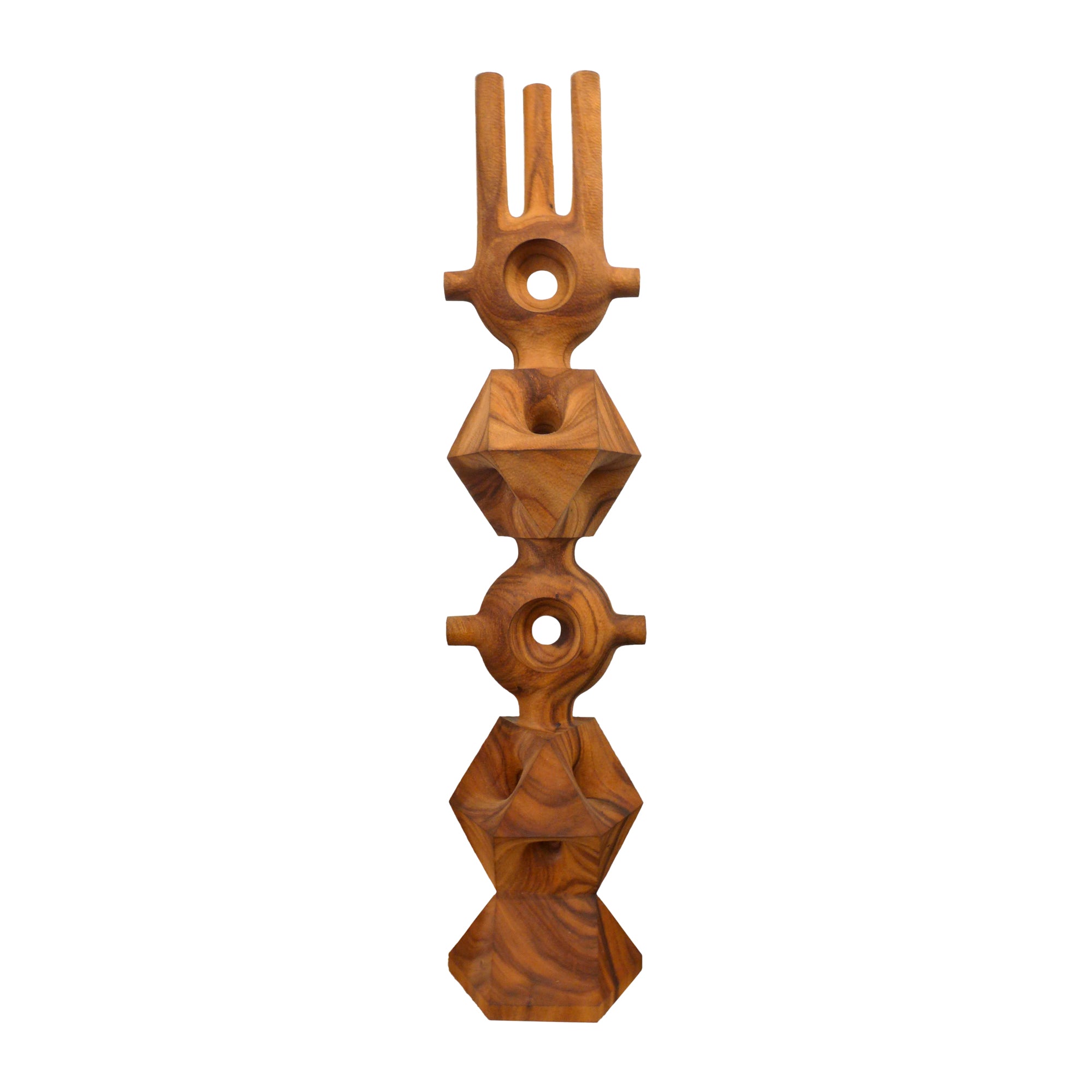 Contemporary Carved Wood "Hard/Soft" Totem Sculpture by Aleph Geddis