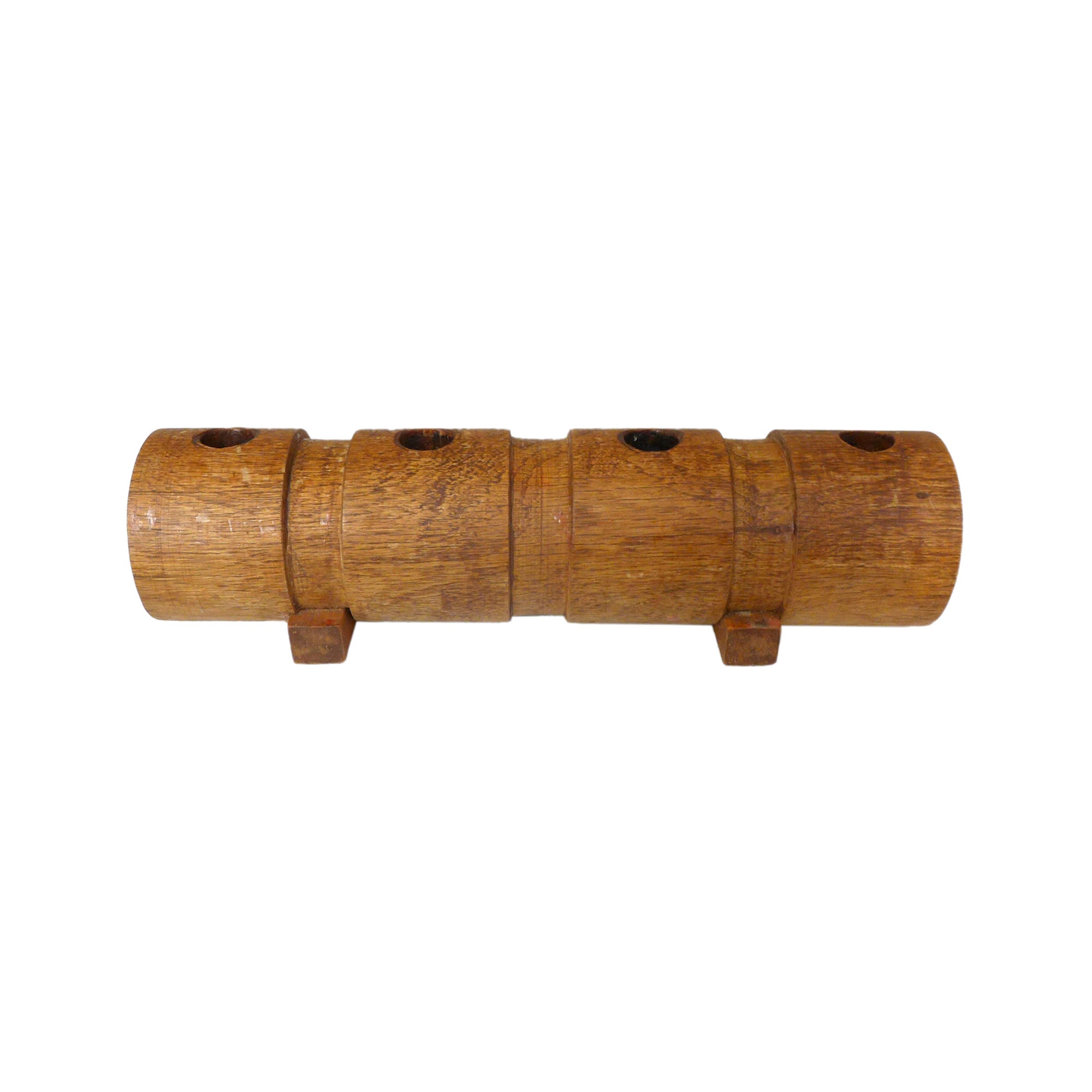 Cylindrical Turned Wood Candelabrum