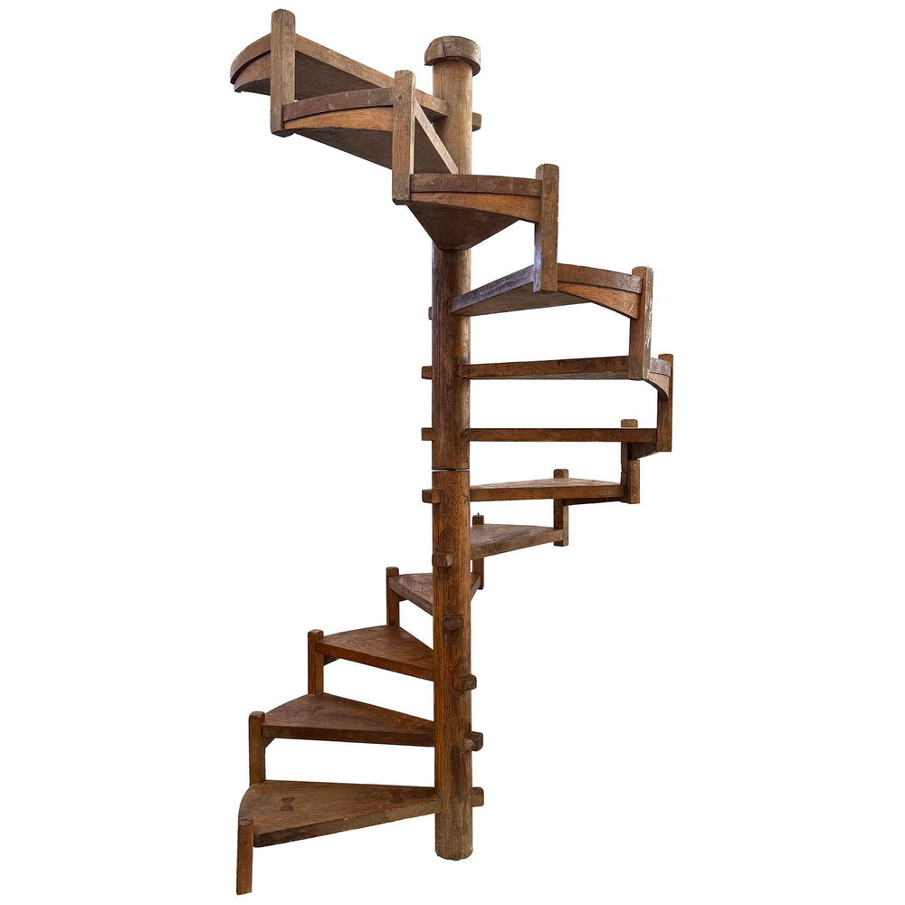 Early 20th Century American Craft Wood Spiral Staircase
