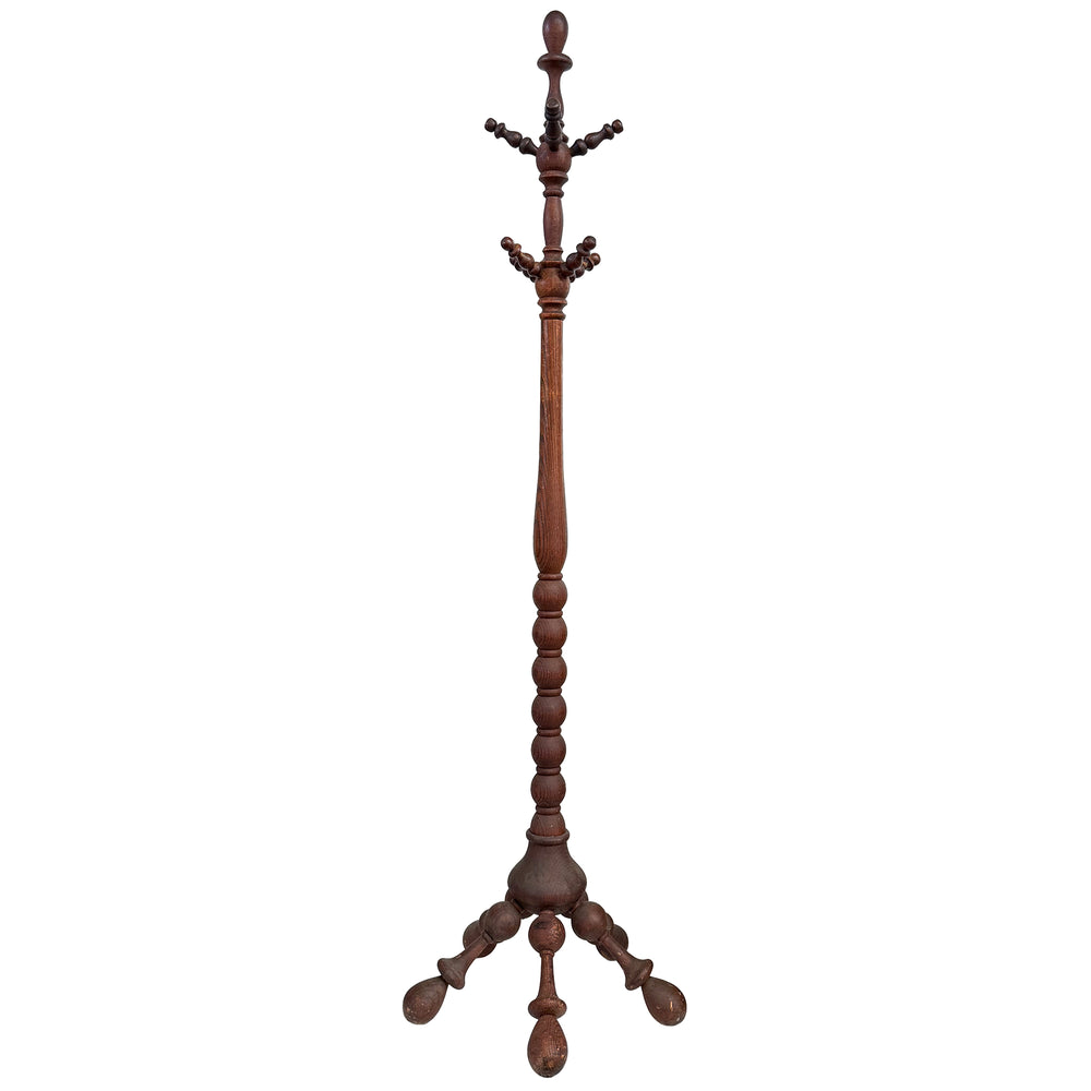 Early 20th Century Turned Wood Coat Rack