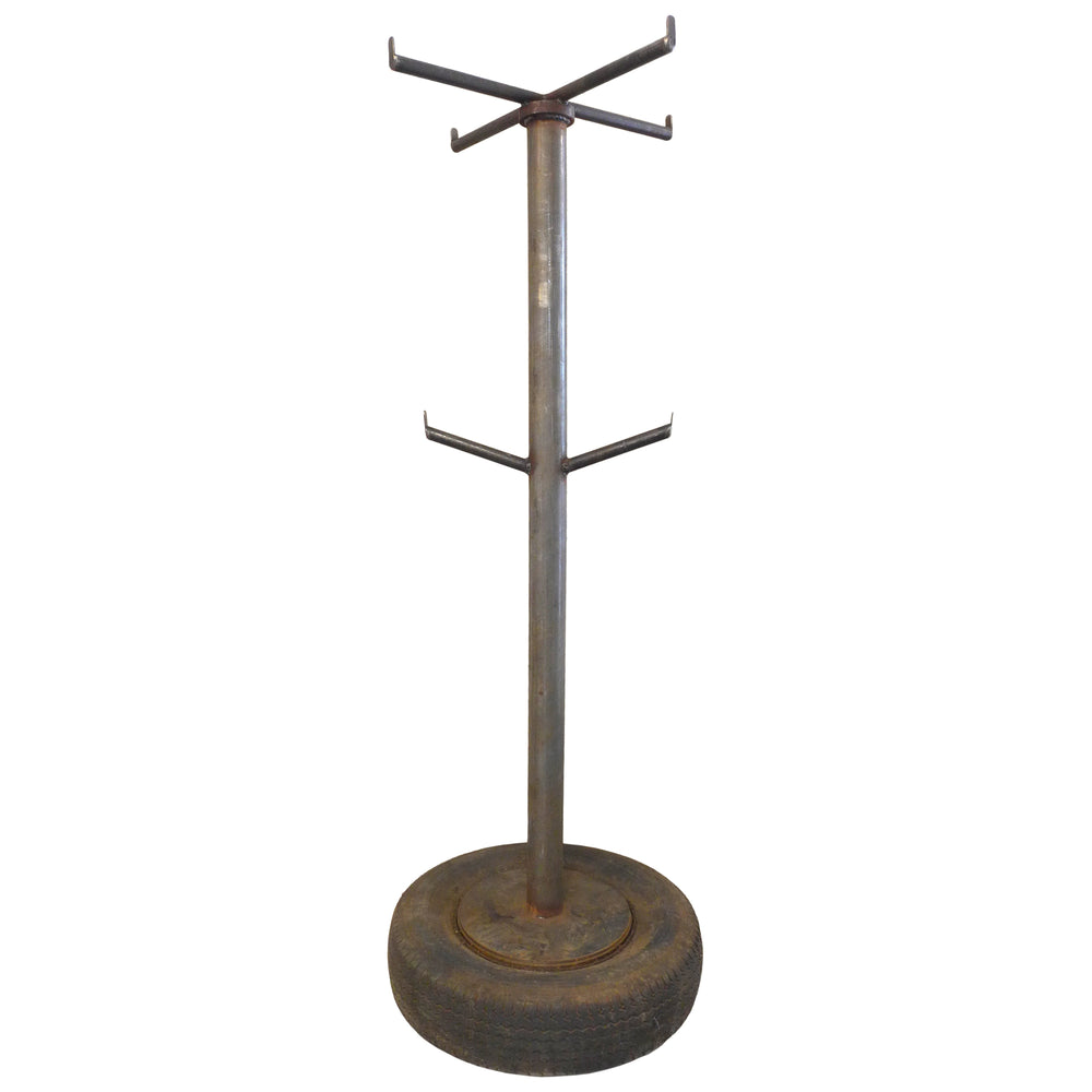 Folk Art Industrial Welded-Steel & Tire Coat Rack