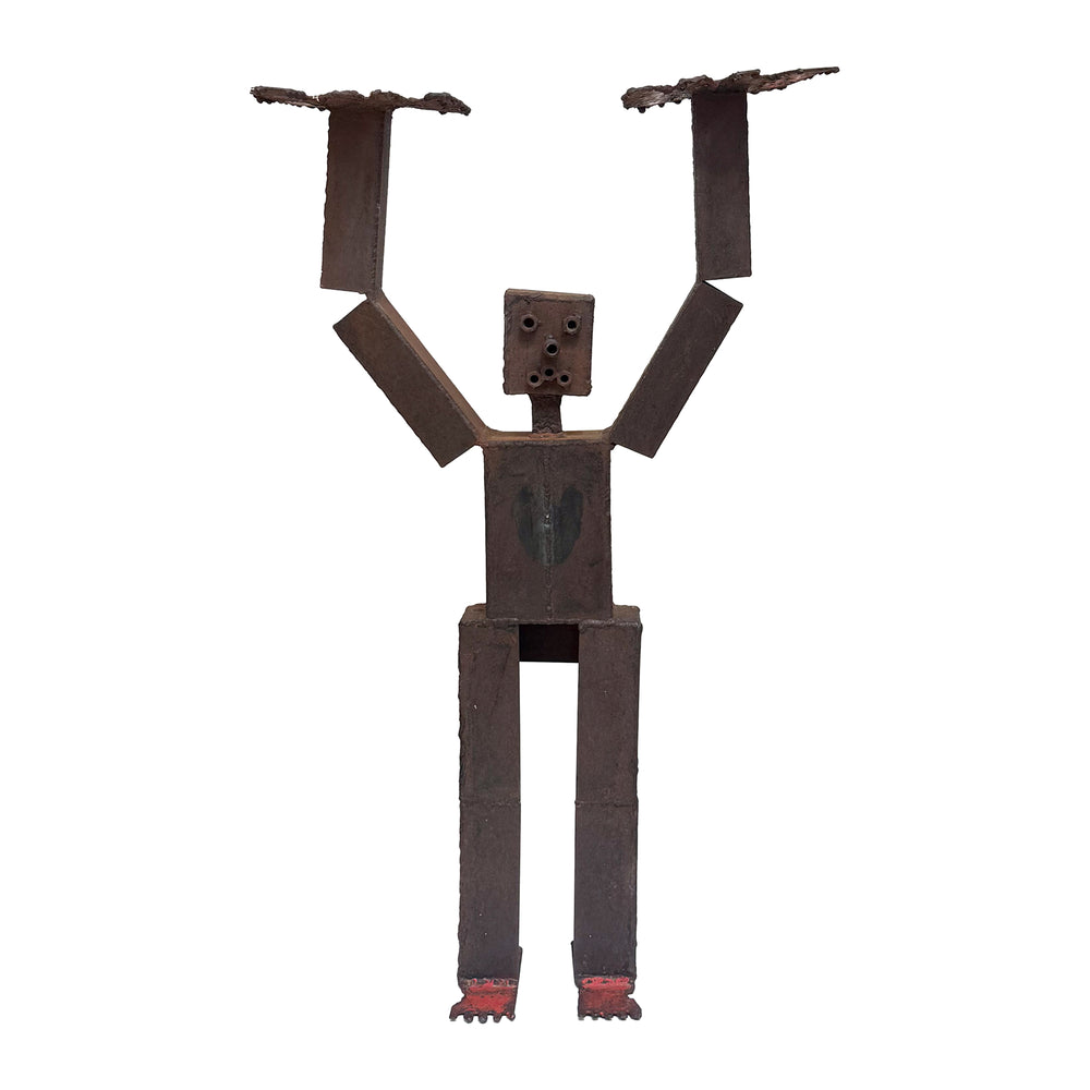 Folk Art Welded Steel Anthropomorphic Plant Stand