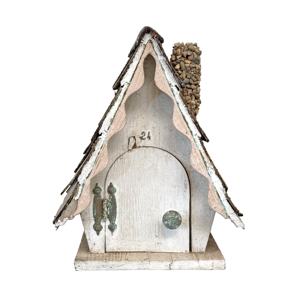 Folk Art Painted Wood Birdhouse