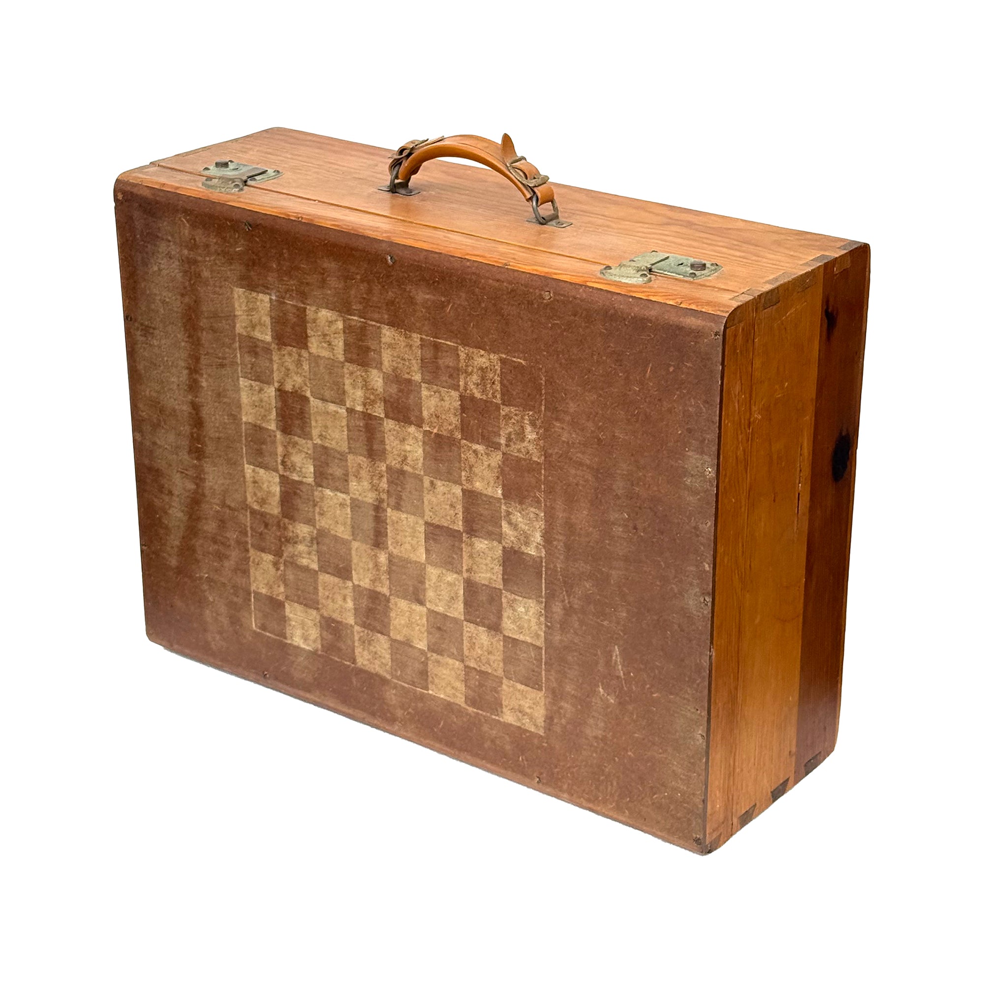 Folk Art Wooden Chess Board Suitcase