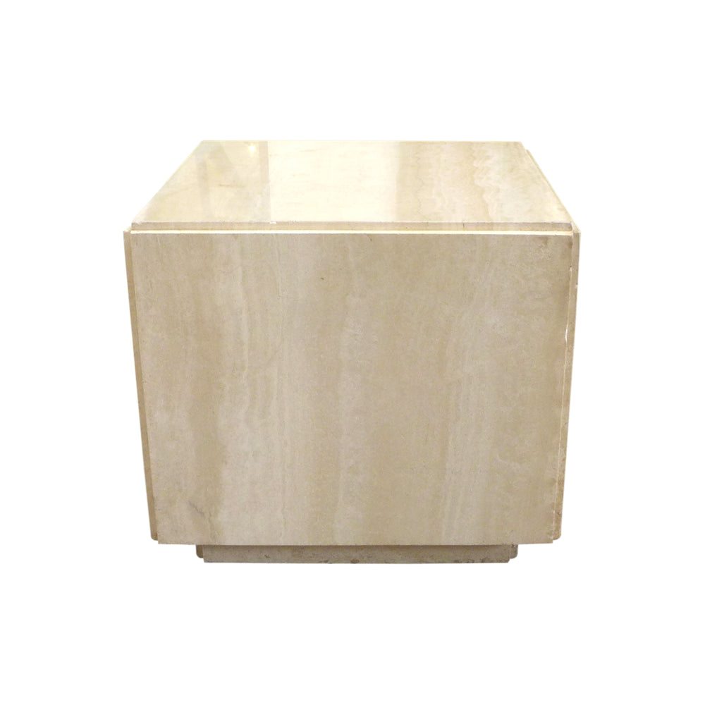 Footed Travertine Cube Pedestal