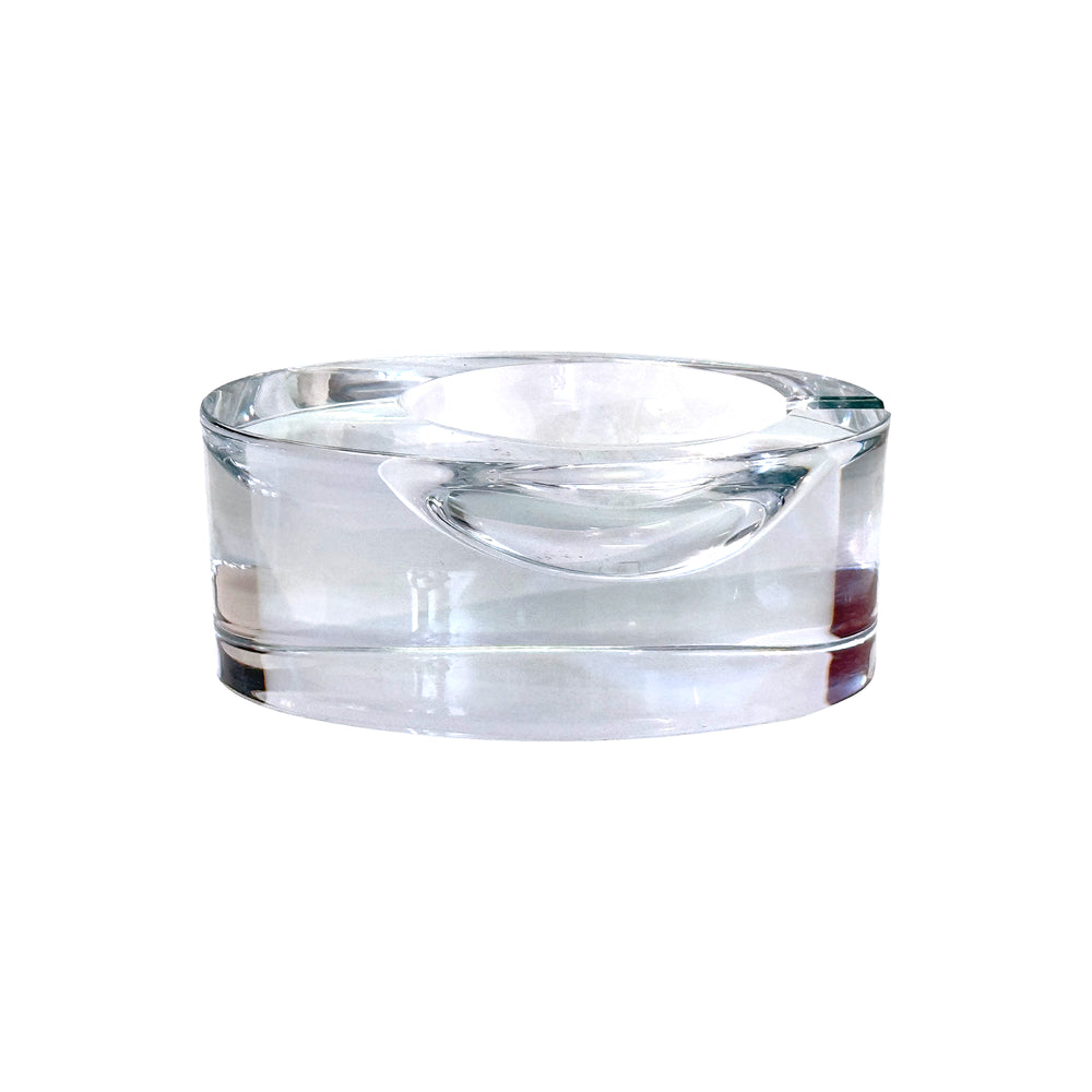 French Chunky Oval Crystal Ashtray or Catch-All