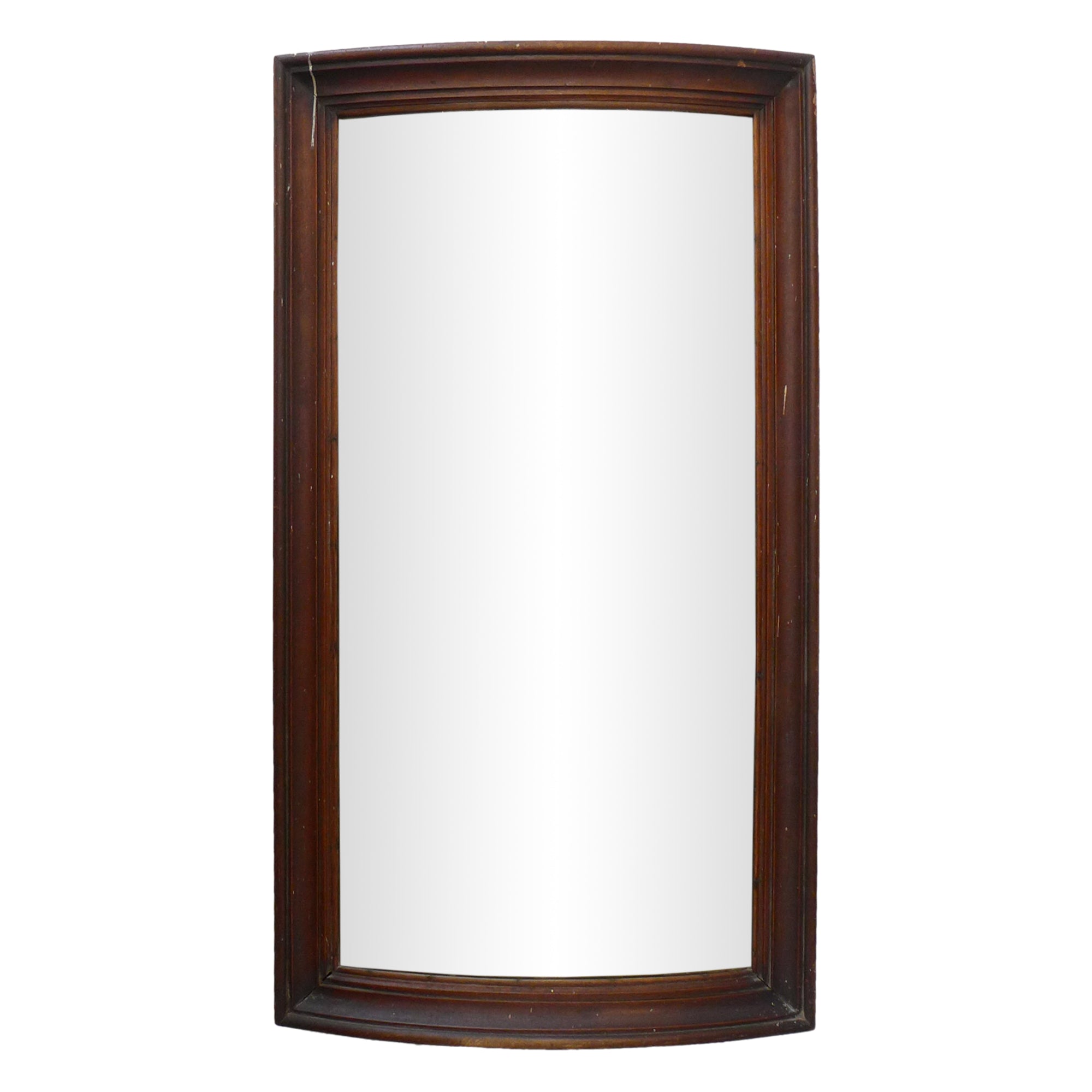 Full-Length Convex Mirror in Wood Frame