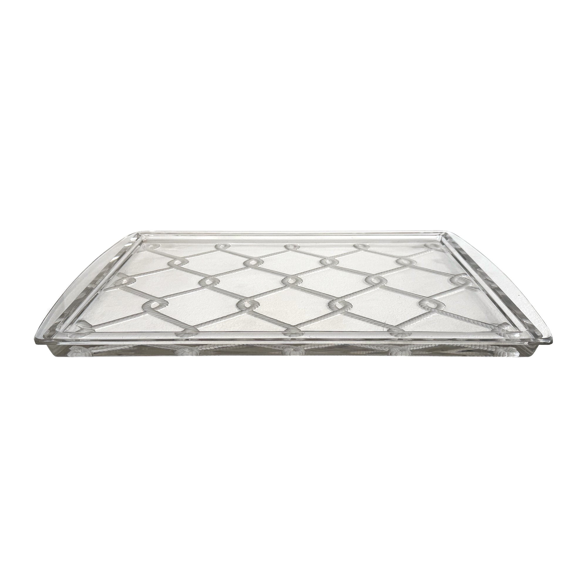 Glass Serving Tray with Rope Motif