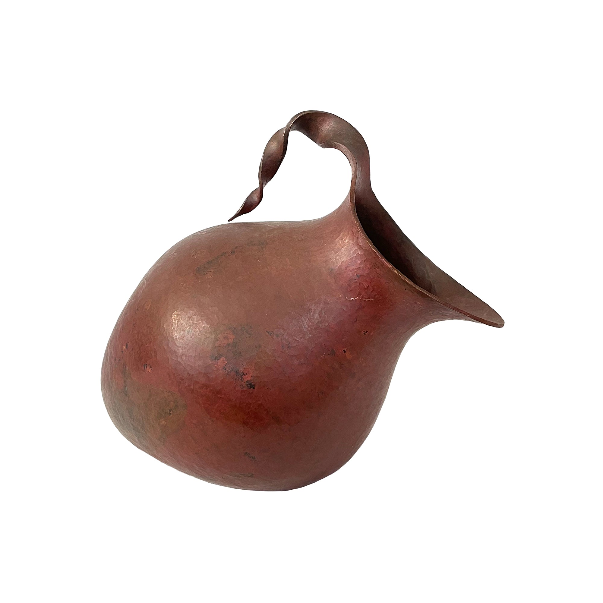 Hammered Copper Pitcher with Twisting Handle