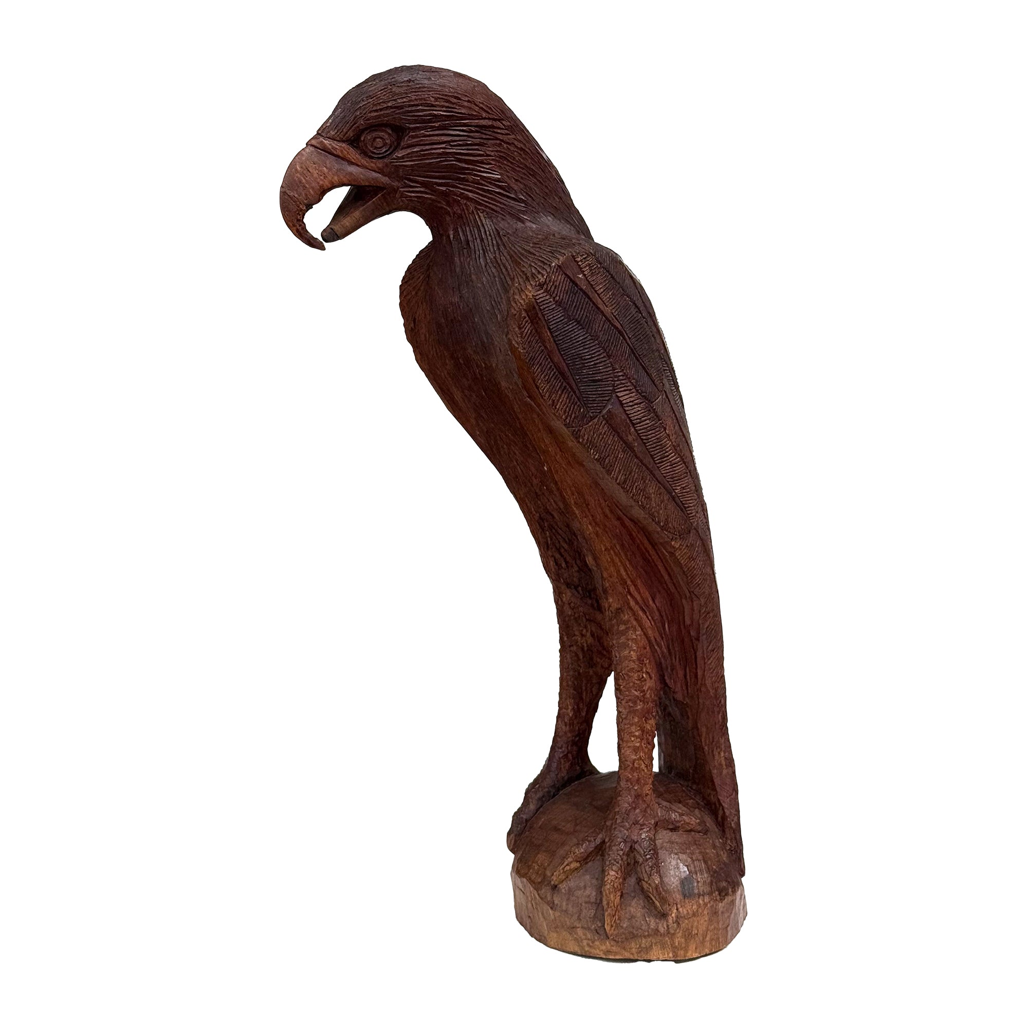 Hand Carved Wood Eagle Sculpture