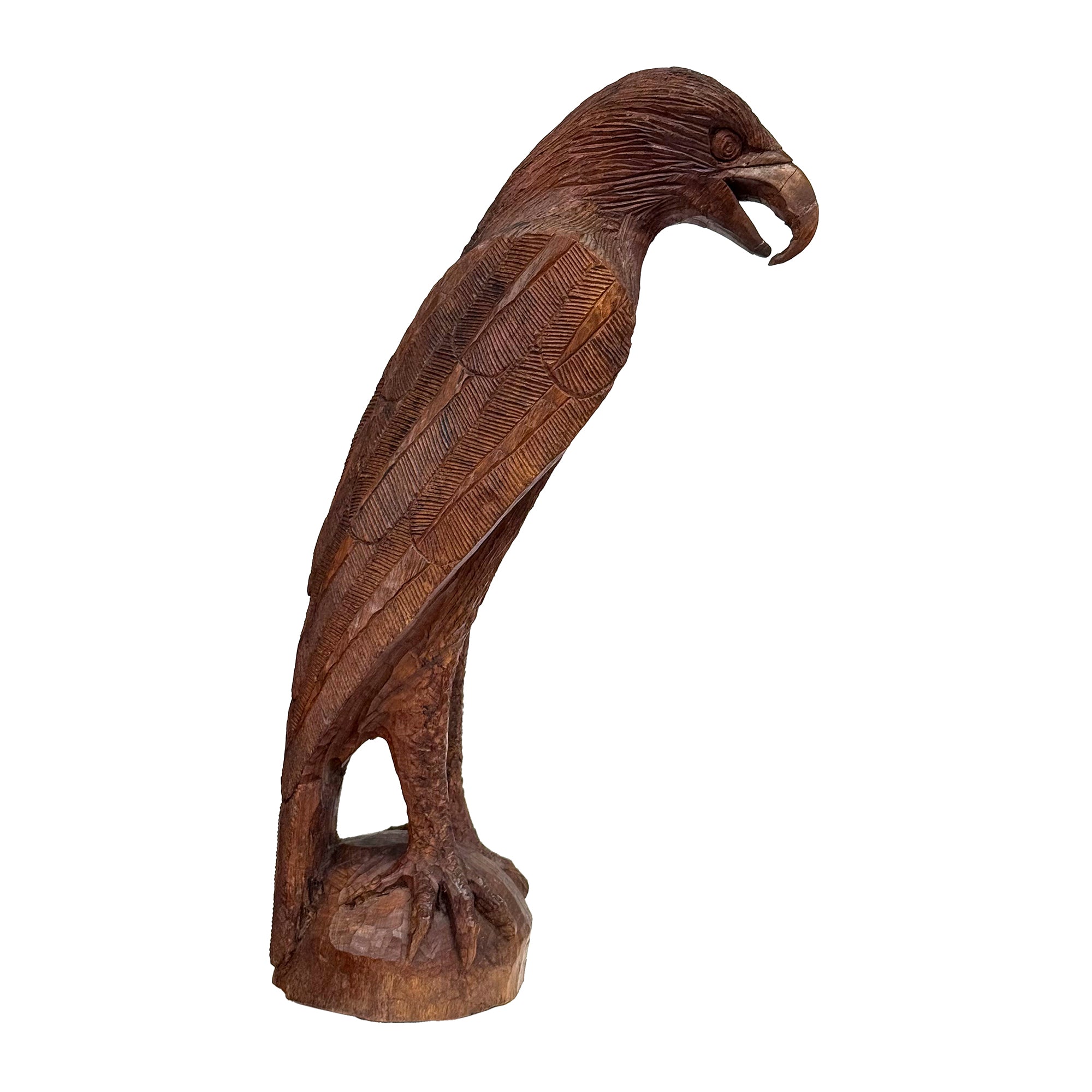 Hand Carved Wood Eagle Sculpture