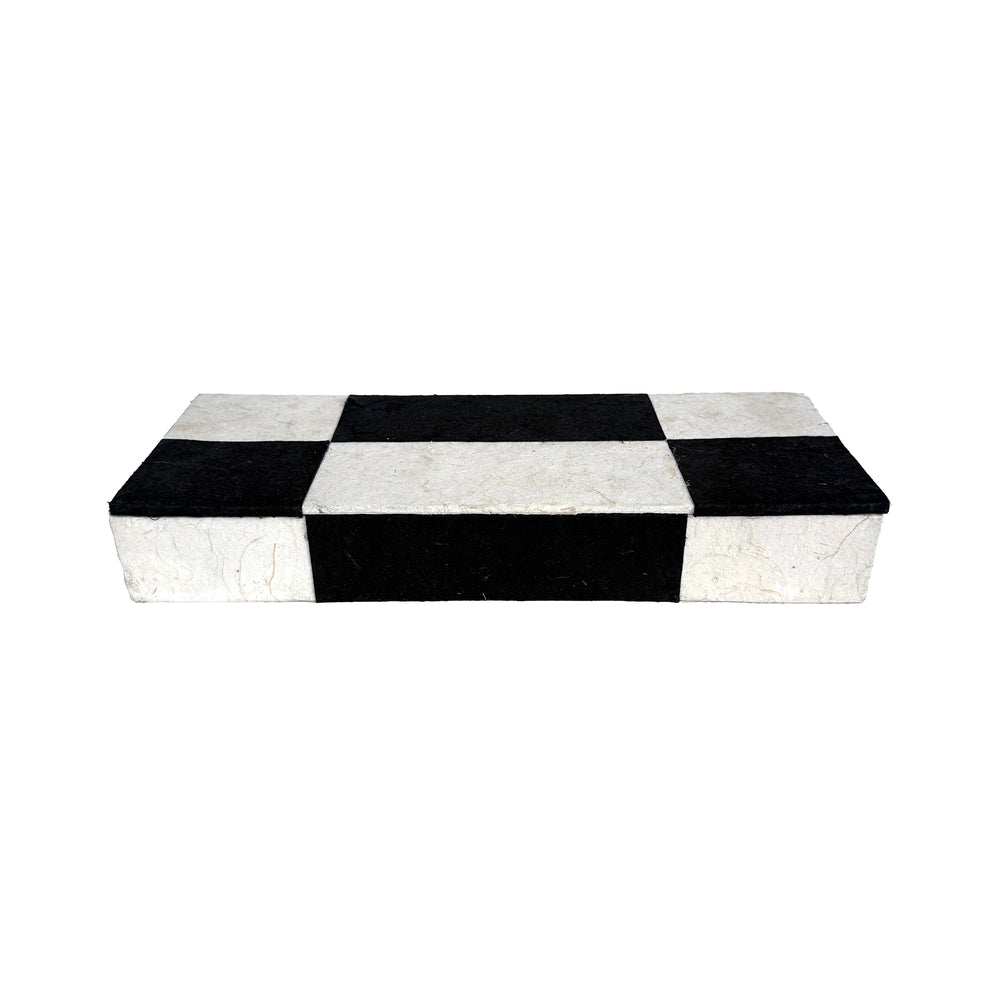 Handmade-Paper Clad Double-Sided Checked-Lid Box