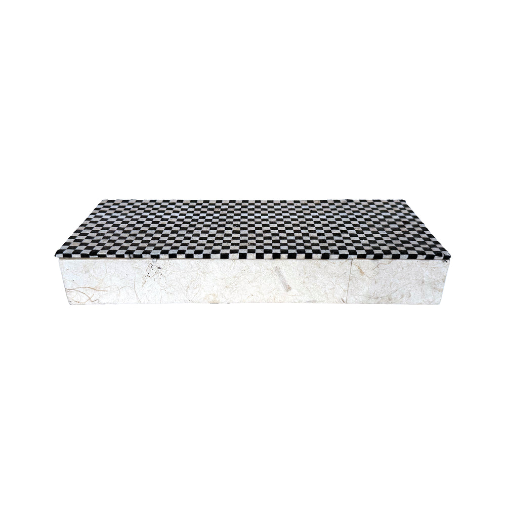 Handmade Paper Clad Double-Sided Checked-Lid Box