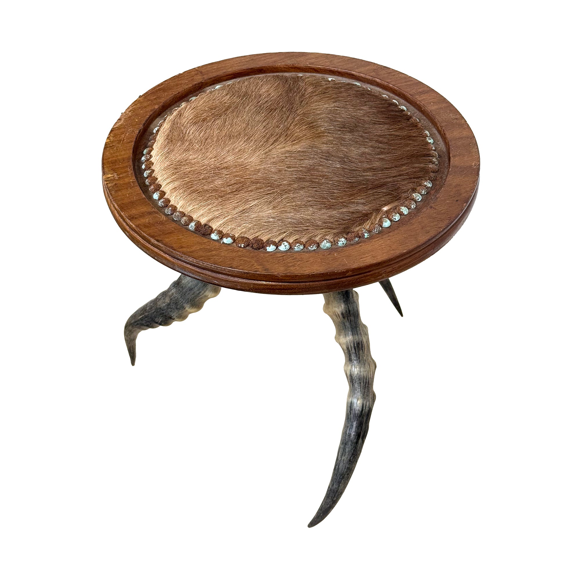 Horn, Wood, & Hide Side Table