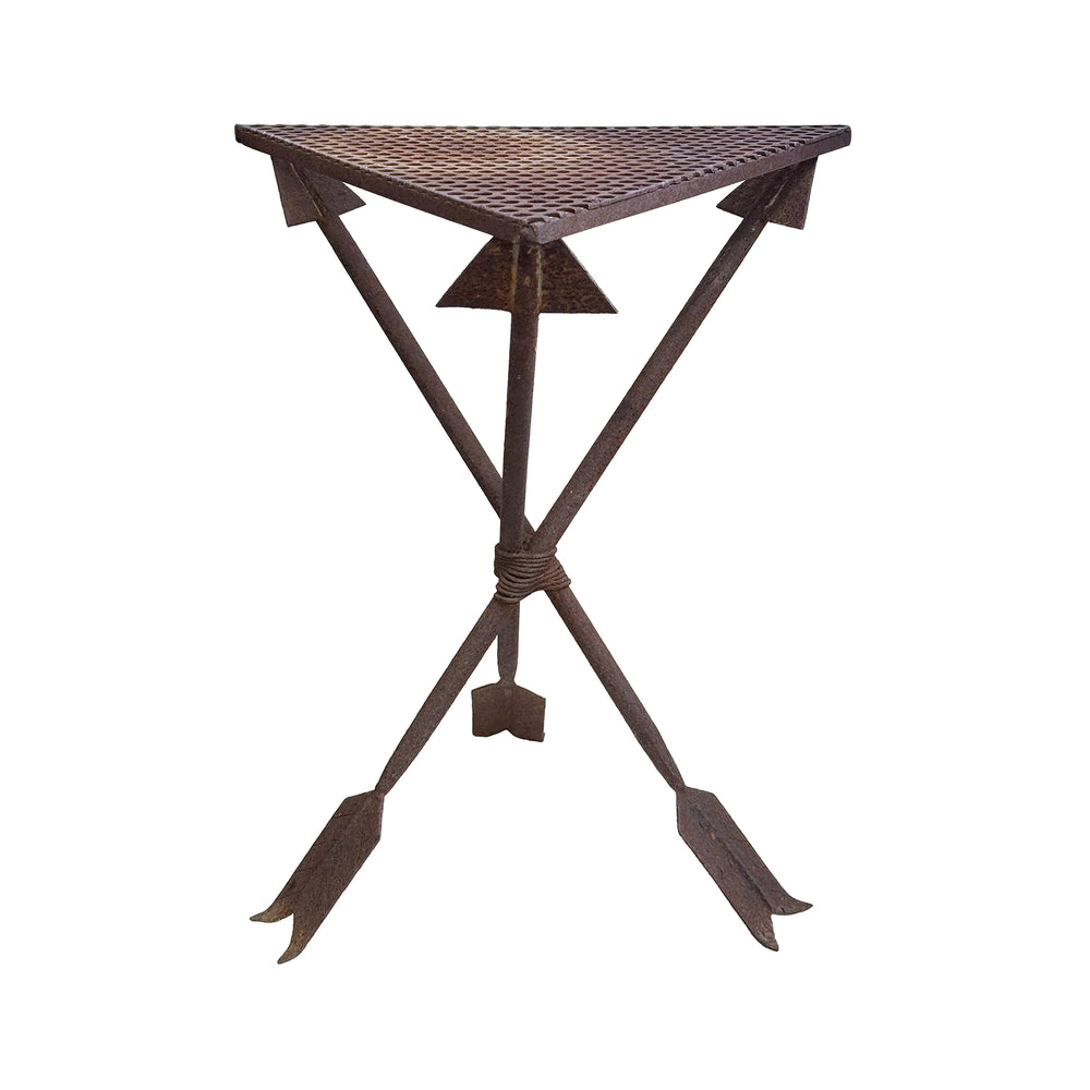 Iron Tripod Arrows Side Table with Perforated Top