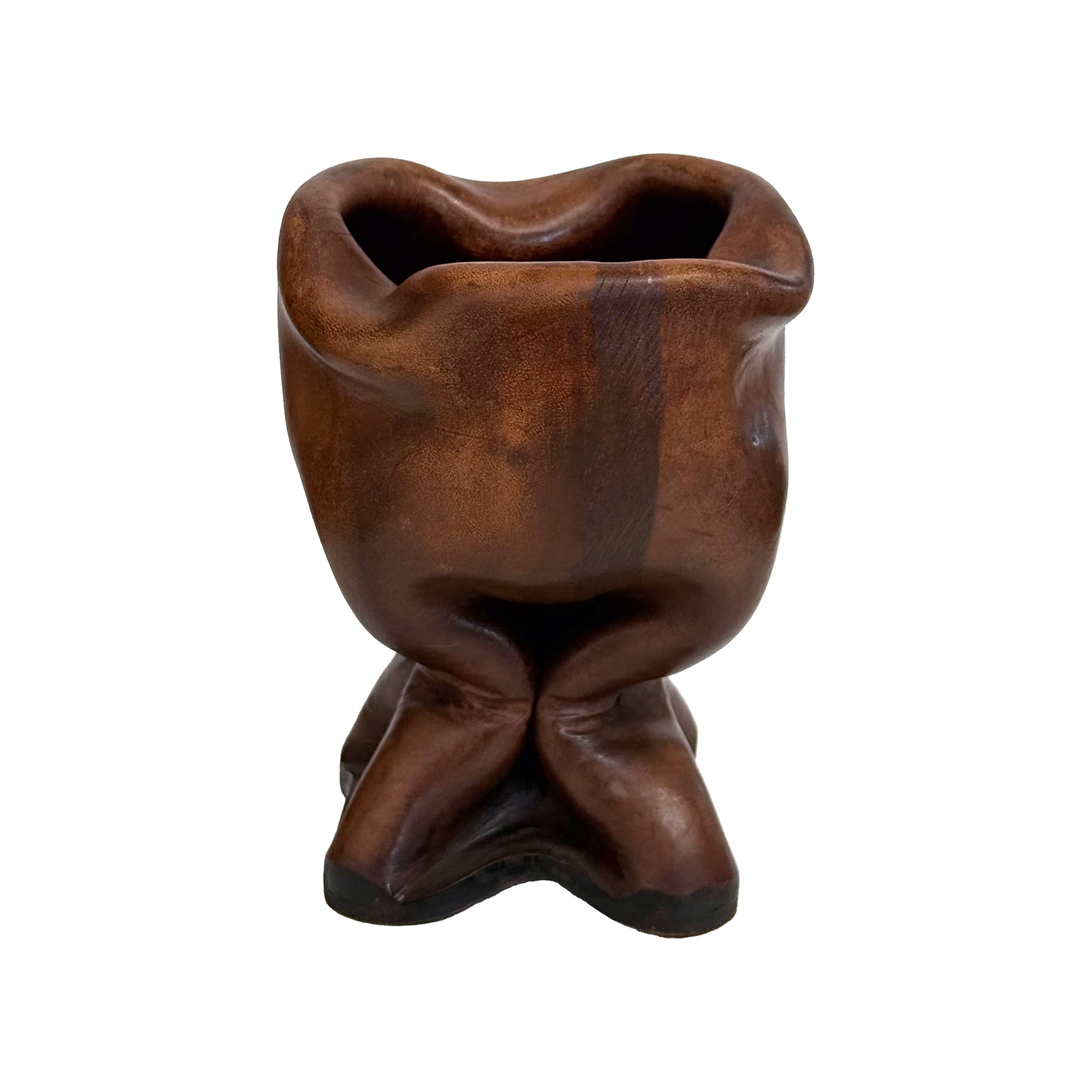 Italian Biomorphic Leather Vessel