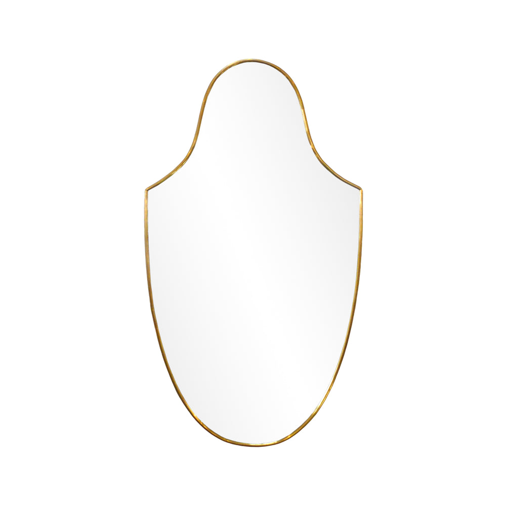 Italian Brass Framed Stylized Escutcheon Shape Mirror