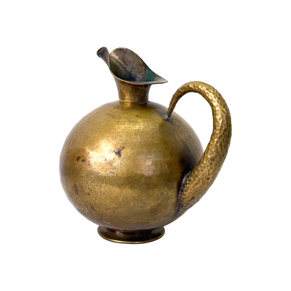 Italian Hammered Brass Spherical Pitcher