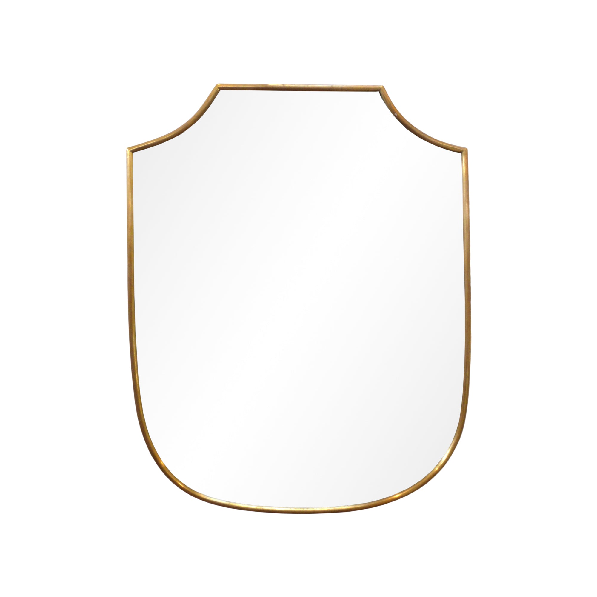 Italian Small Brass Framed Escutcheon Shape Mirror