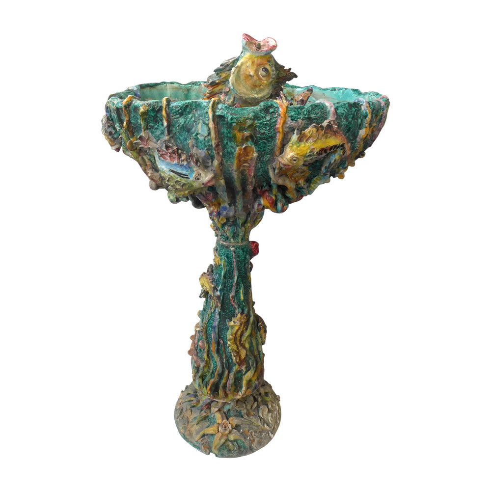Italian Stylized Aquatic Theme Ceramic Fountain