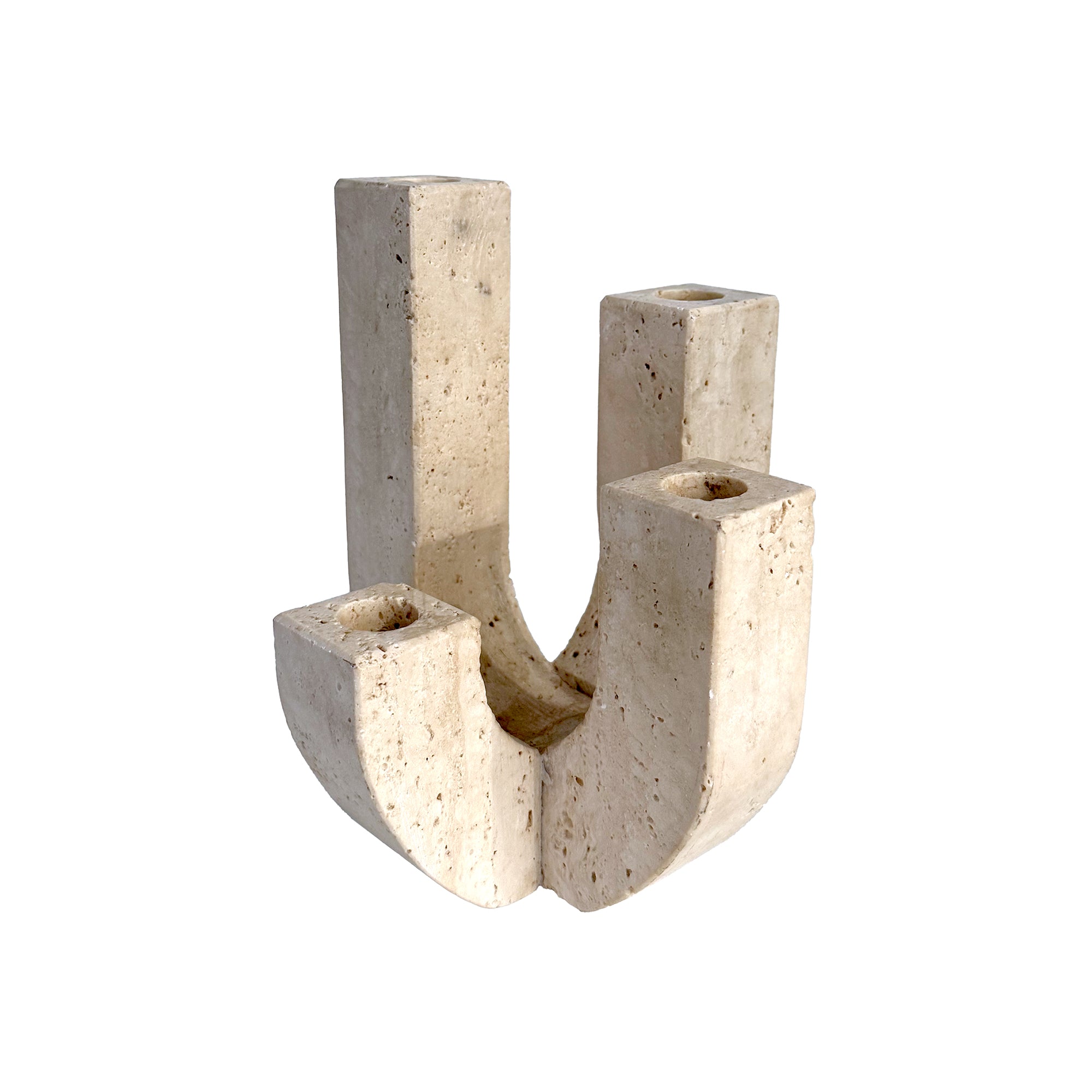 Italian Travertine Candelabrum by Sergio Asti