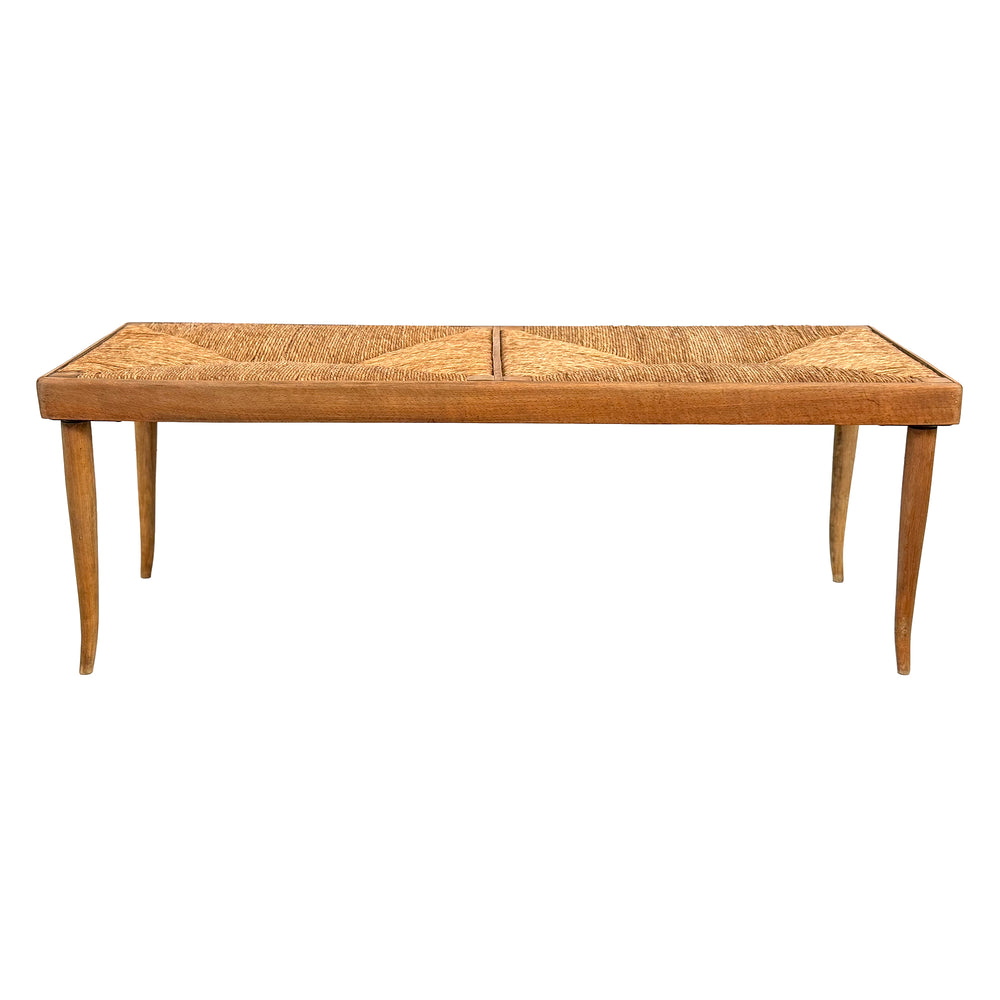 Italian Wood & Woven Rush Bench