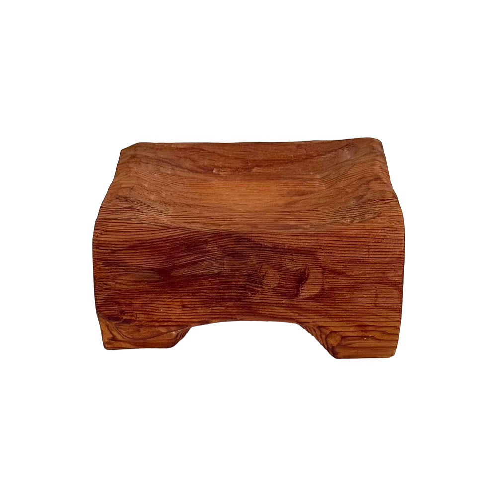 Japanese Chunky Carved Wood Footed Catch-All