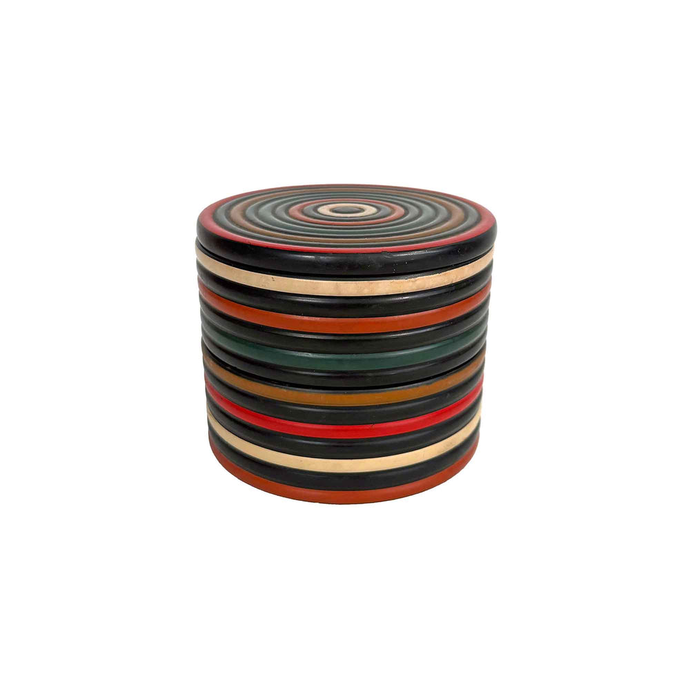 Japanese Cylindrical Laquered Wood Box