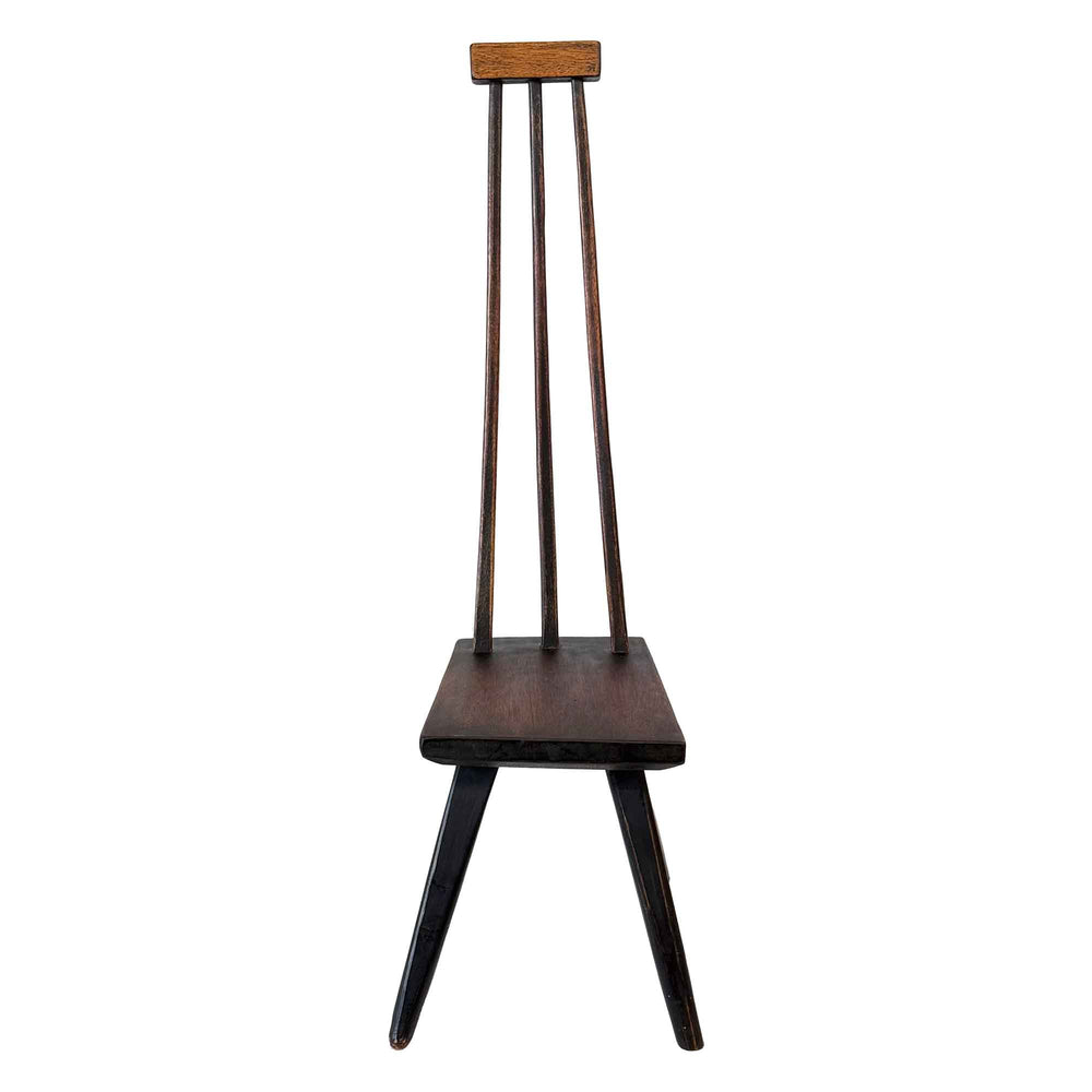 Japanese High-Back Wood Stool