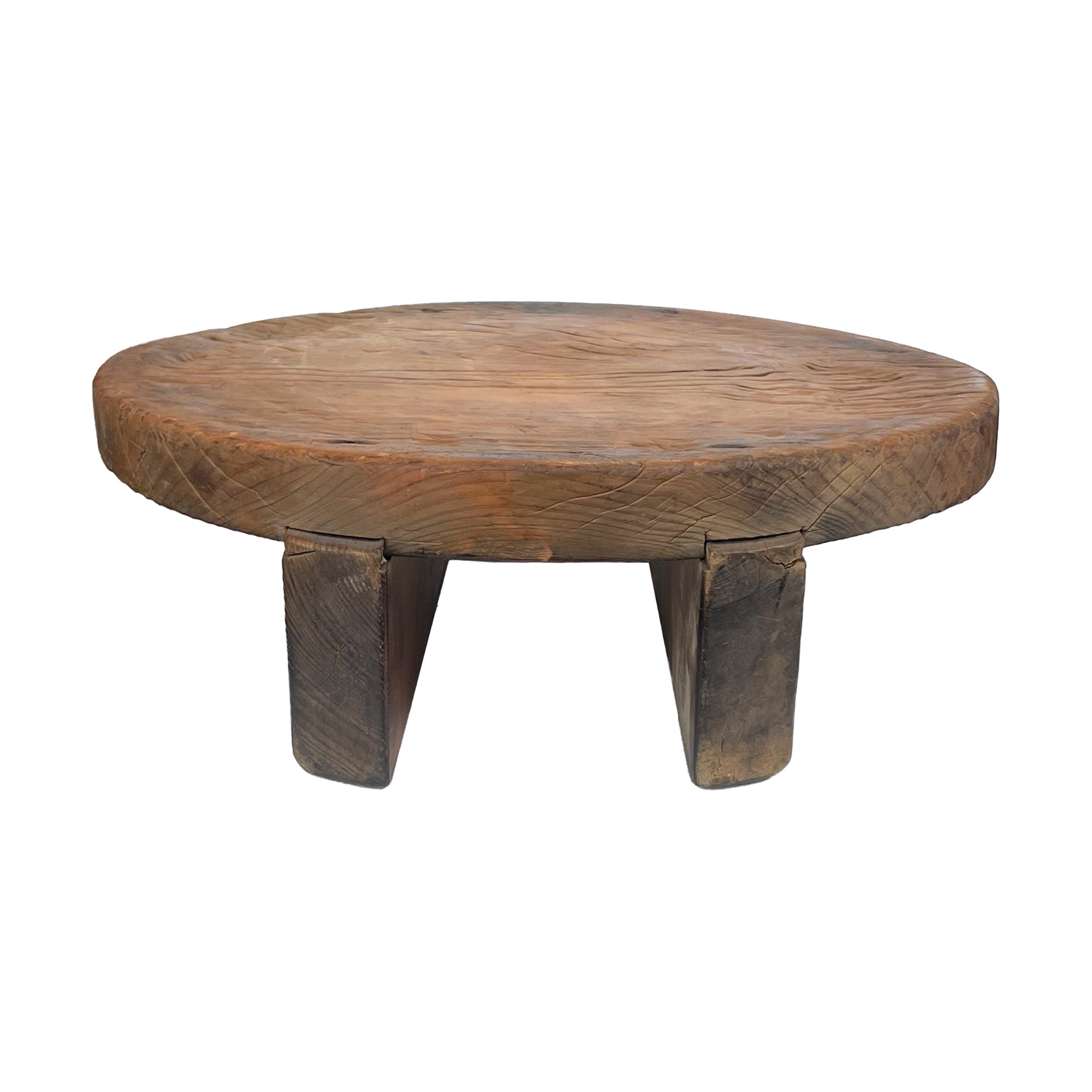 Japanese Low Circular Wood Stool or Pedestal