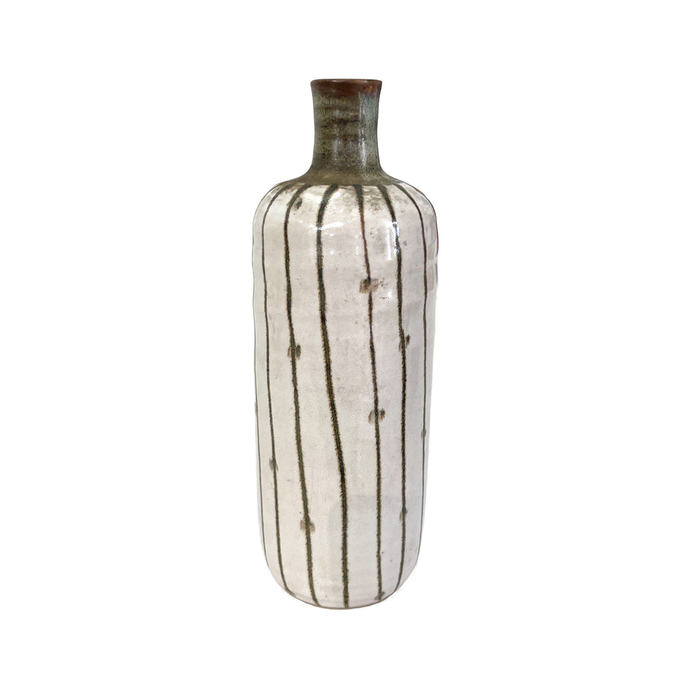 Japanese Studio Ceramic Vertically-Striped Vase