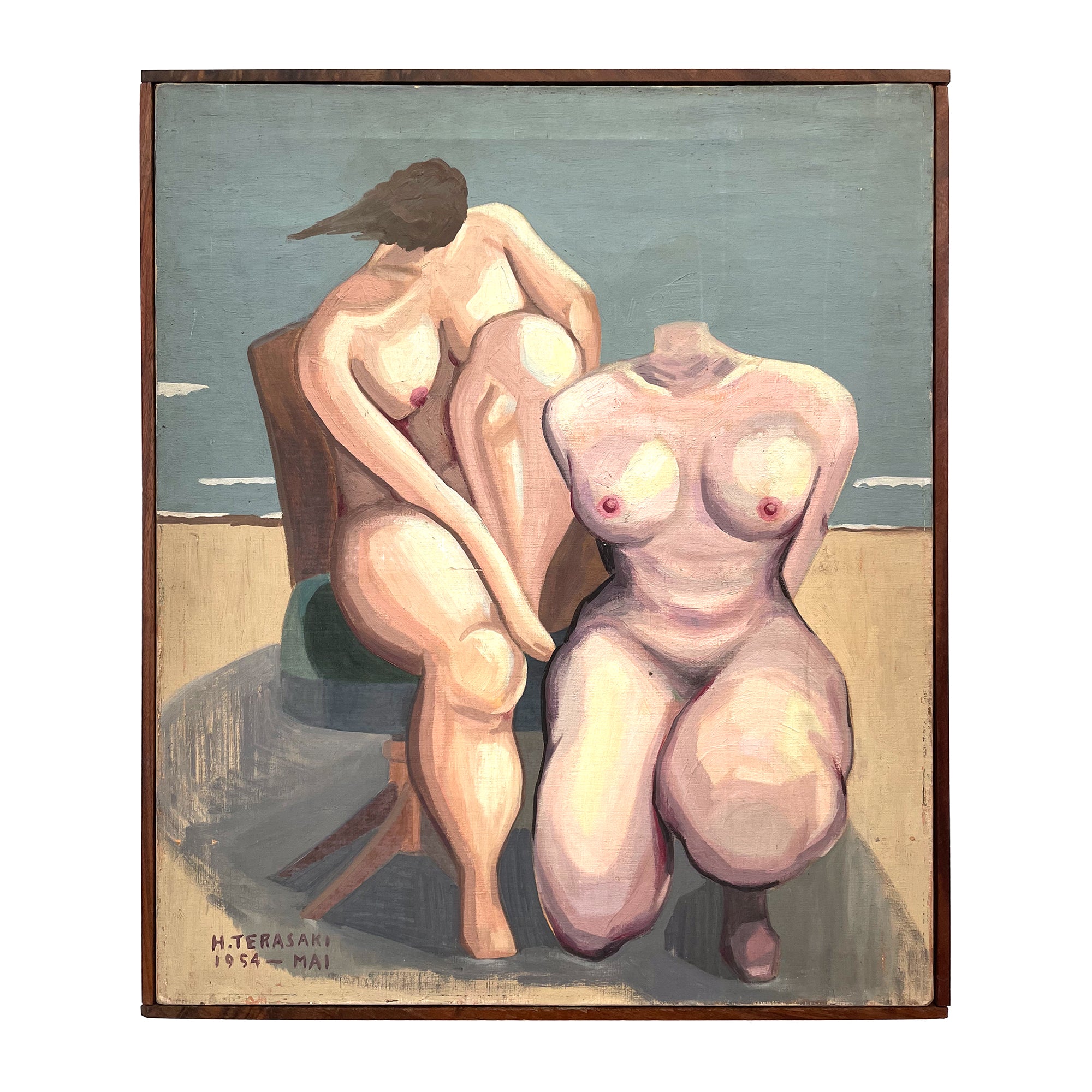 Japanese Surrealist Nudes Painting in Oil on Canvas