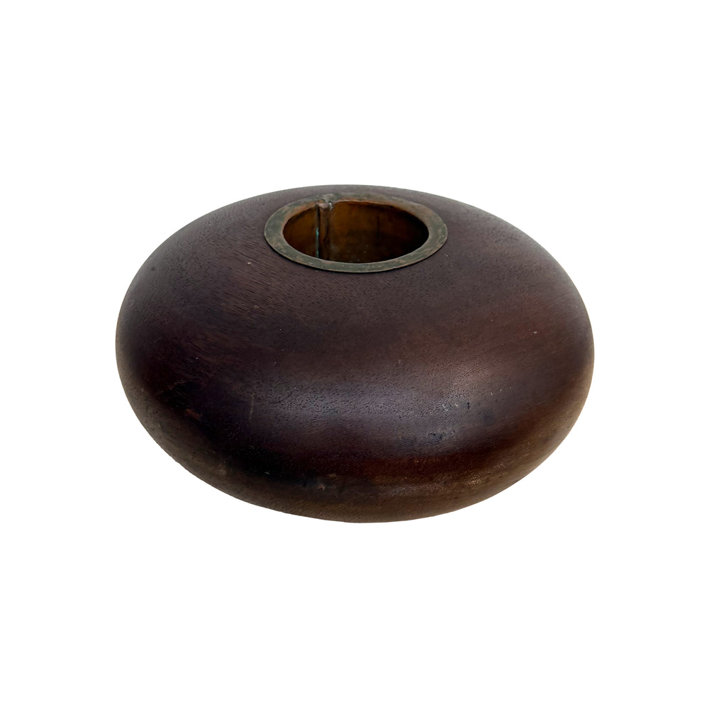 Japanese Turned Wood Ikebana Vase with Copper Insert