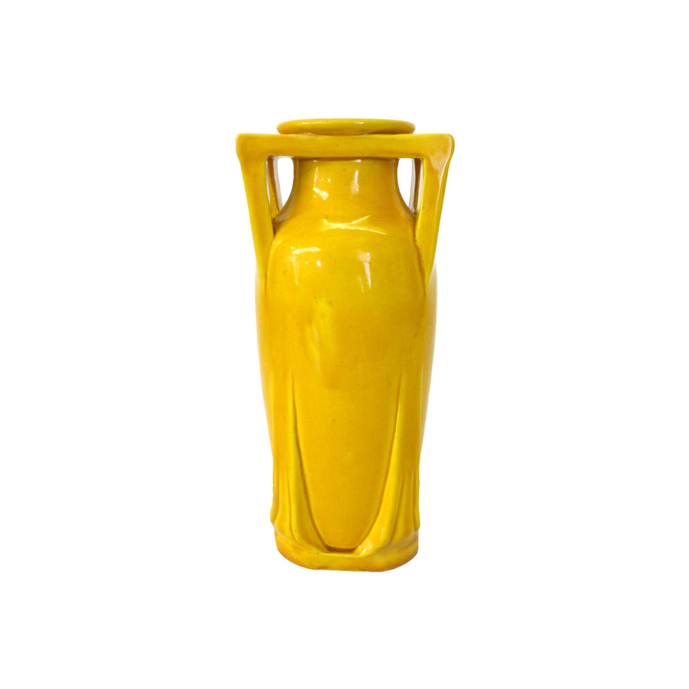 Japanese Yellow Meiji Period Buttressed Vase
