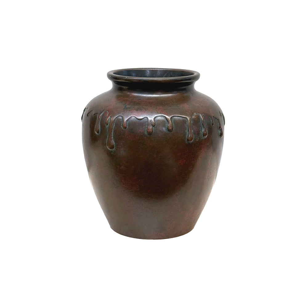Japanese Bronze Dripping Vase with Applied Patina