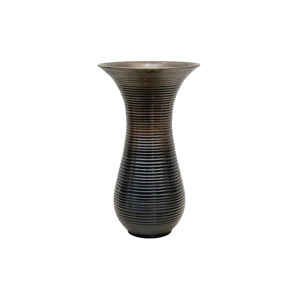 Japanese Bronze Vase with Horizontal Ribs