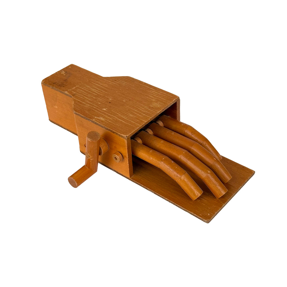 Kinetic Hand-Crank Wooden Hand Sculpture
