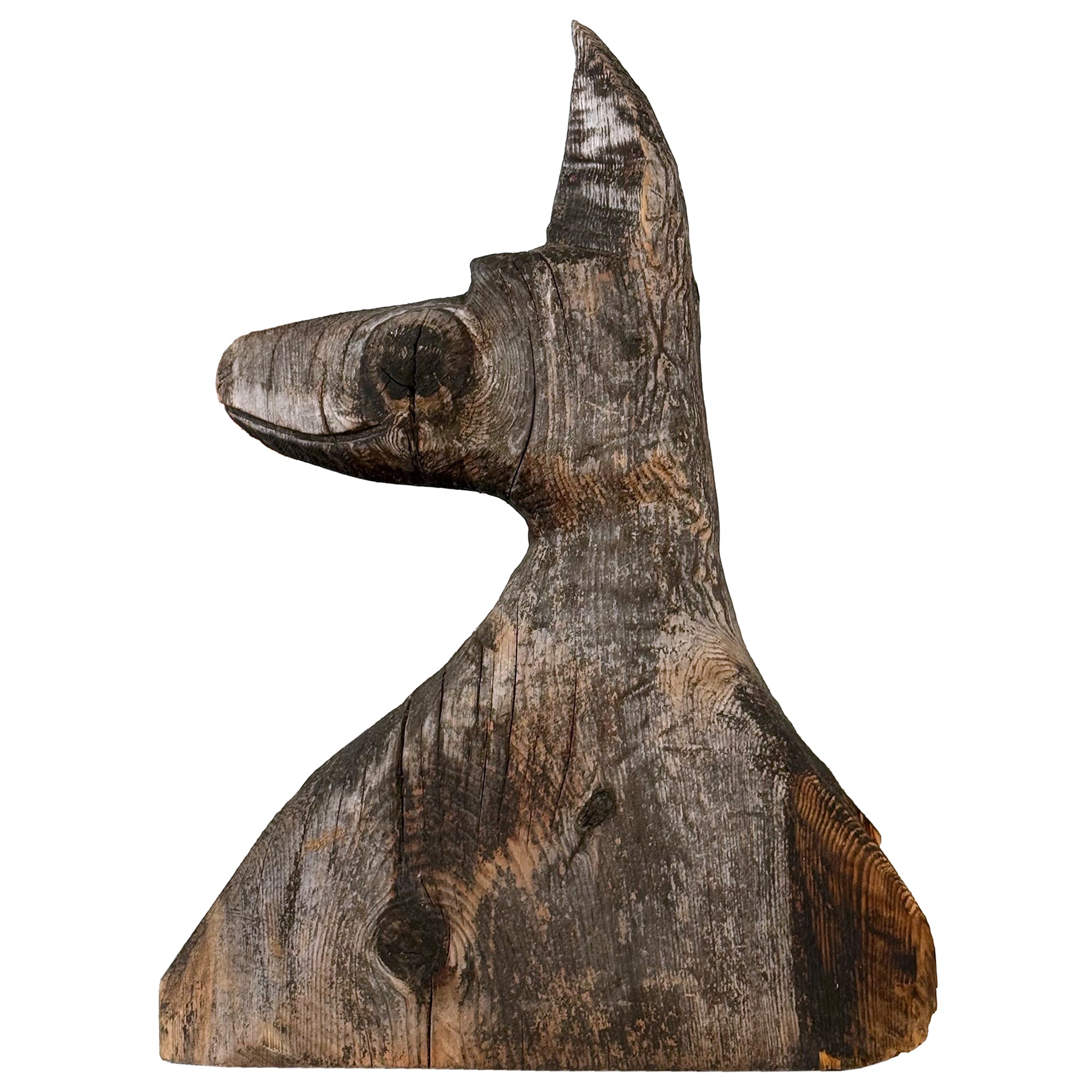 Large Carved Wood Anubis Sculpture