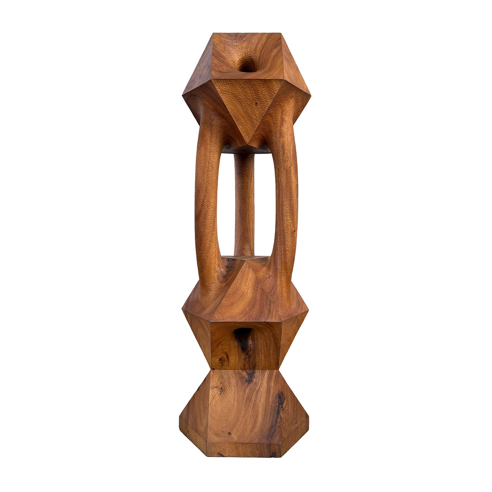 Large Carved Wood Geometric Sculpture by Aleph Geddis