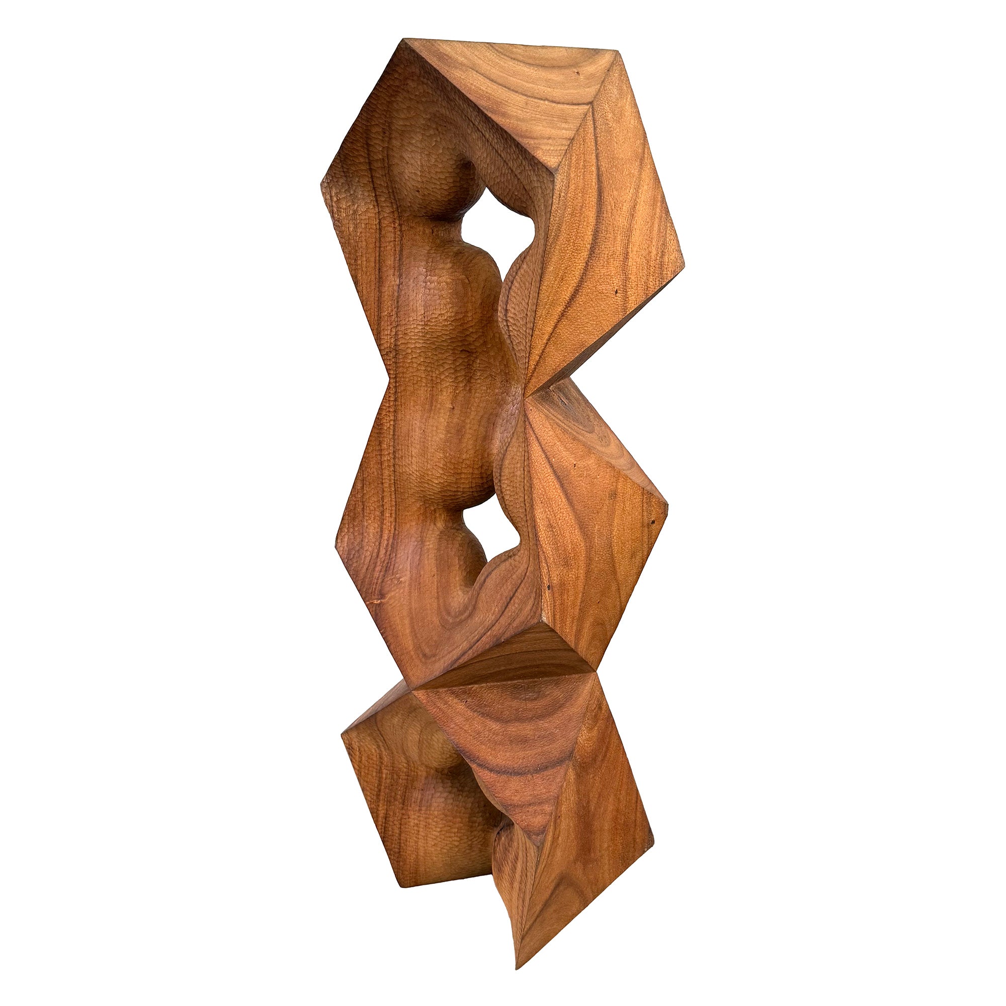 Large Carved Wood Hard/Soft Punctured Totem Sculpture by Aleph Geddis