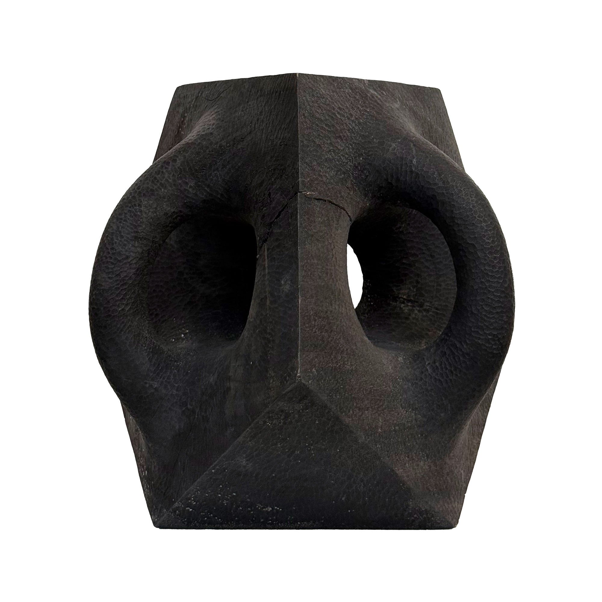 Large Carved Wood Hard/Soft Sculpture with Shou Sugi Ban Finish by Aleph Geddis