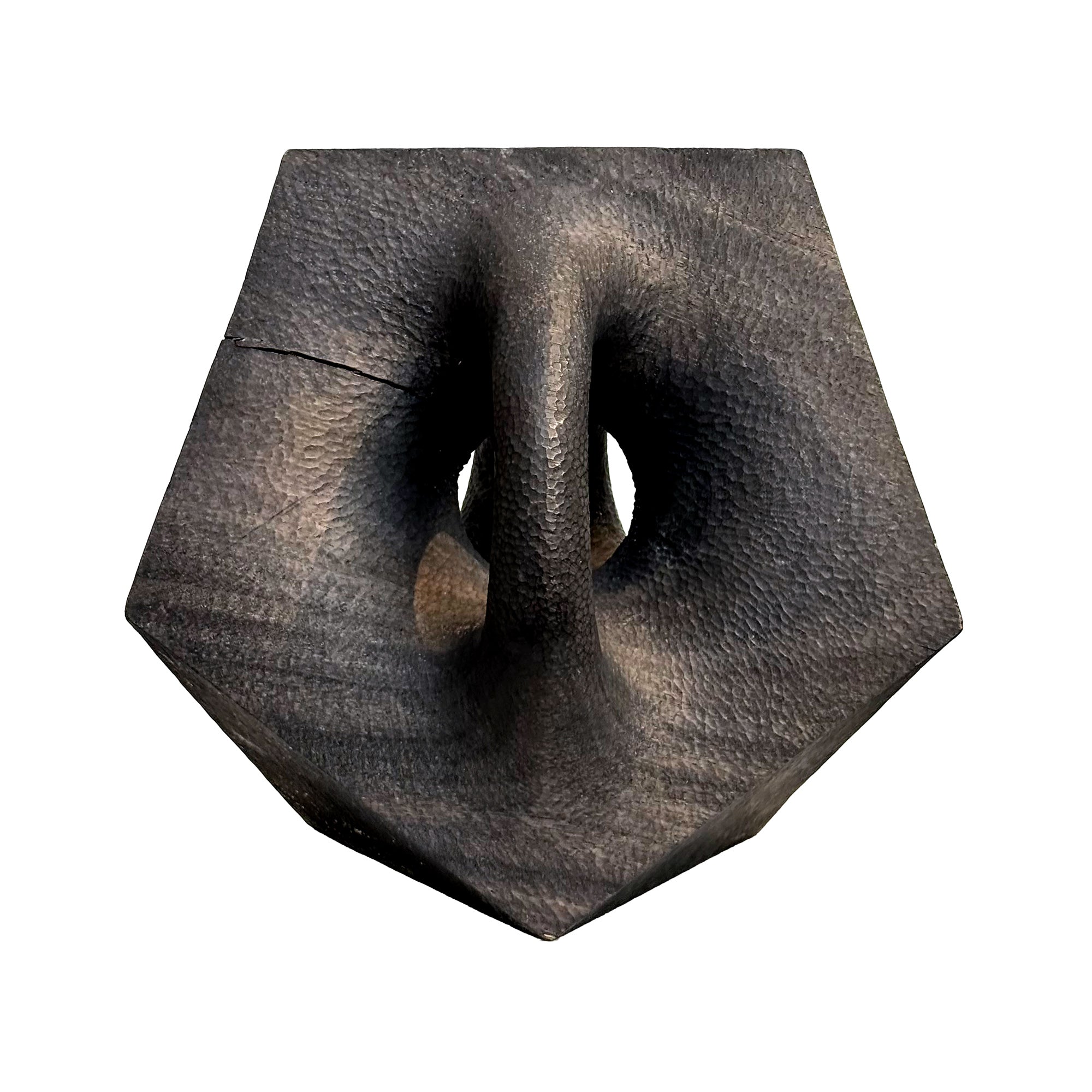 Large Carved Wood Hard/Soft Sculpture with Shou Sugi Ban Finish by Aleph Geddis