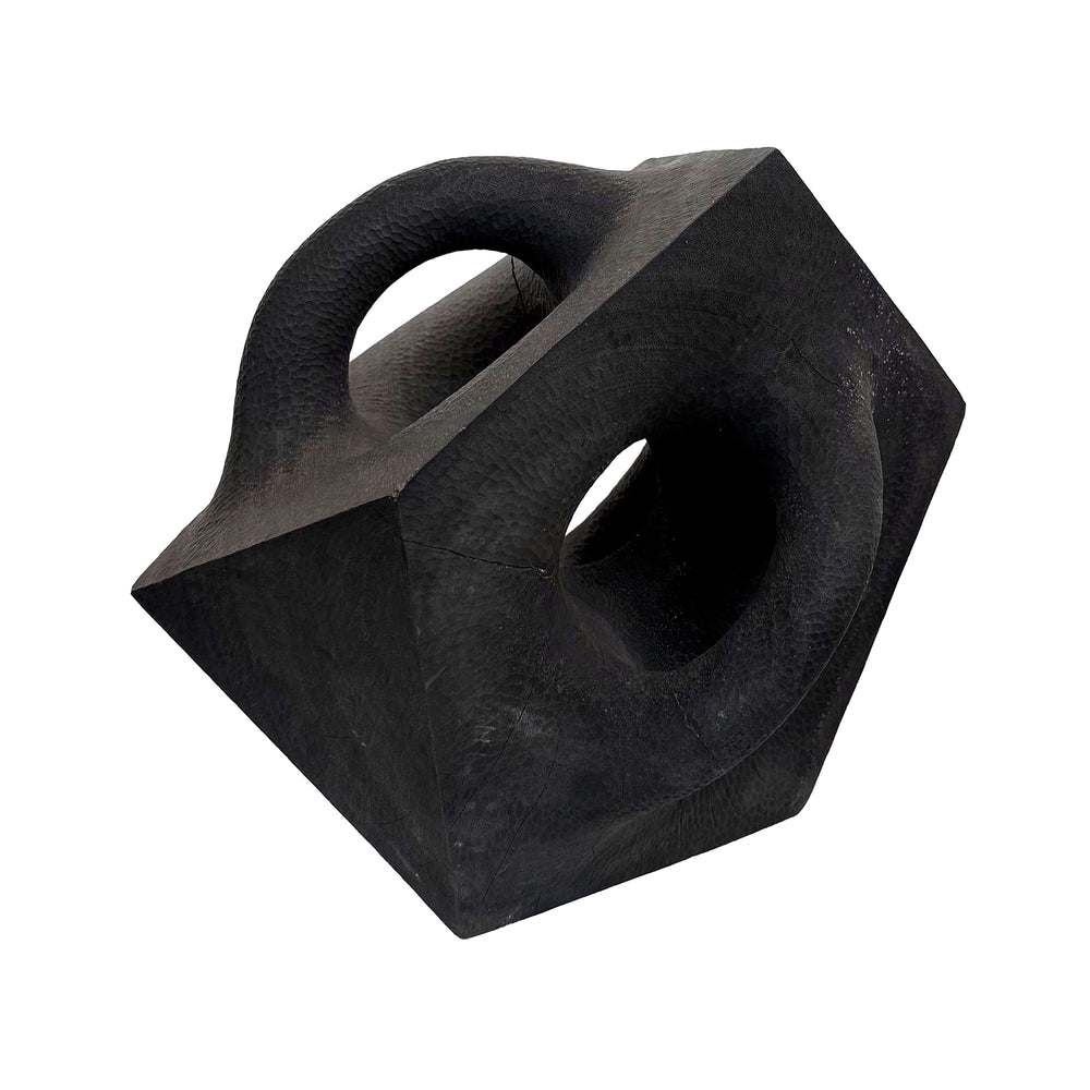 Large Carved Wood Hard/Soft Sculpture with Shou Sugi Ban Finish by Aleph Geddis