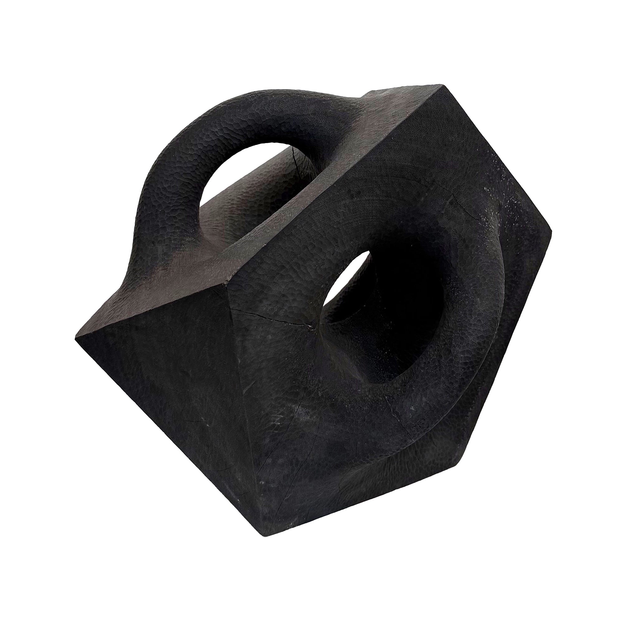 Large Carved Wood Hard/Soft Sculpture with Shou Sugi Ban Finish by Aleph Geddis