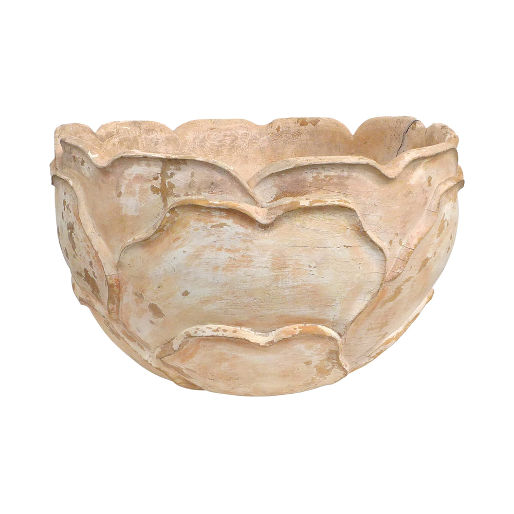 Large Carved Wood Phylomorphic Bowl