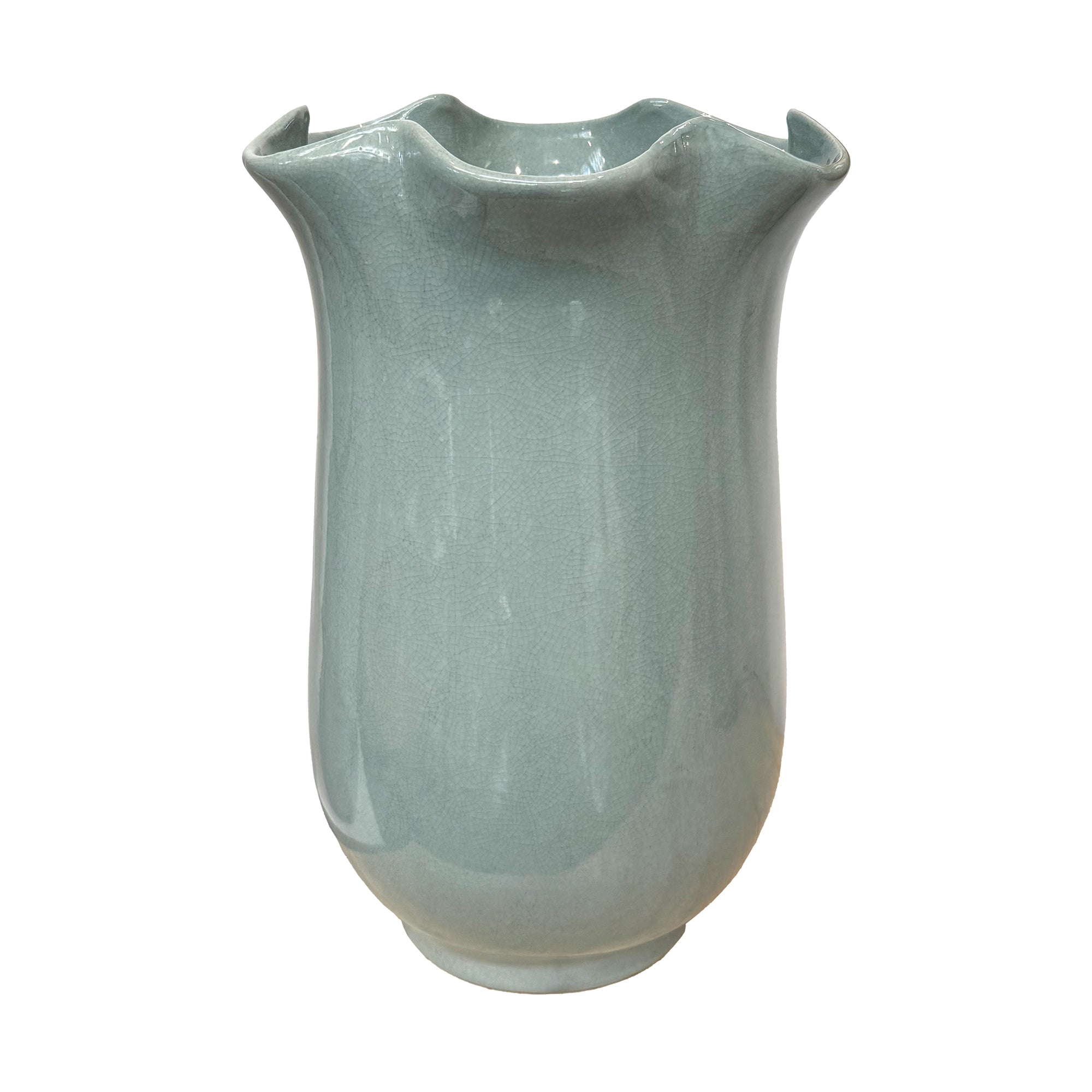 Large Ceramic Vase with Undulating Rim