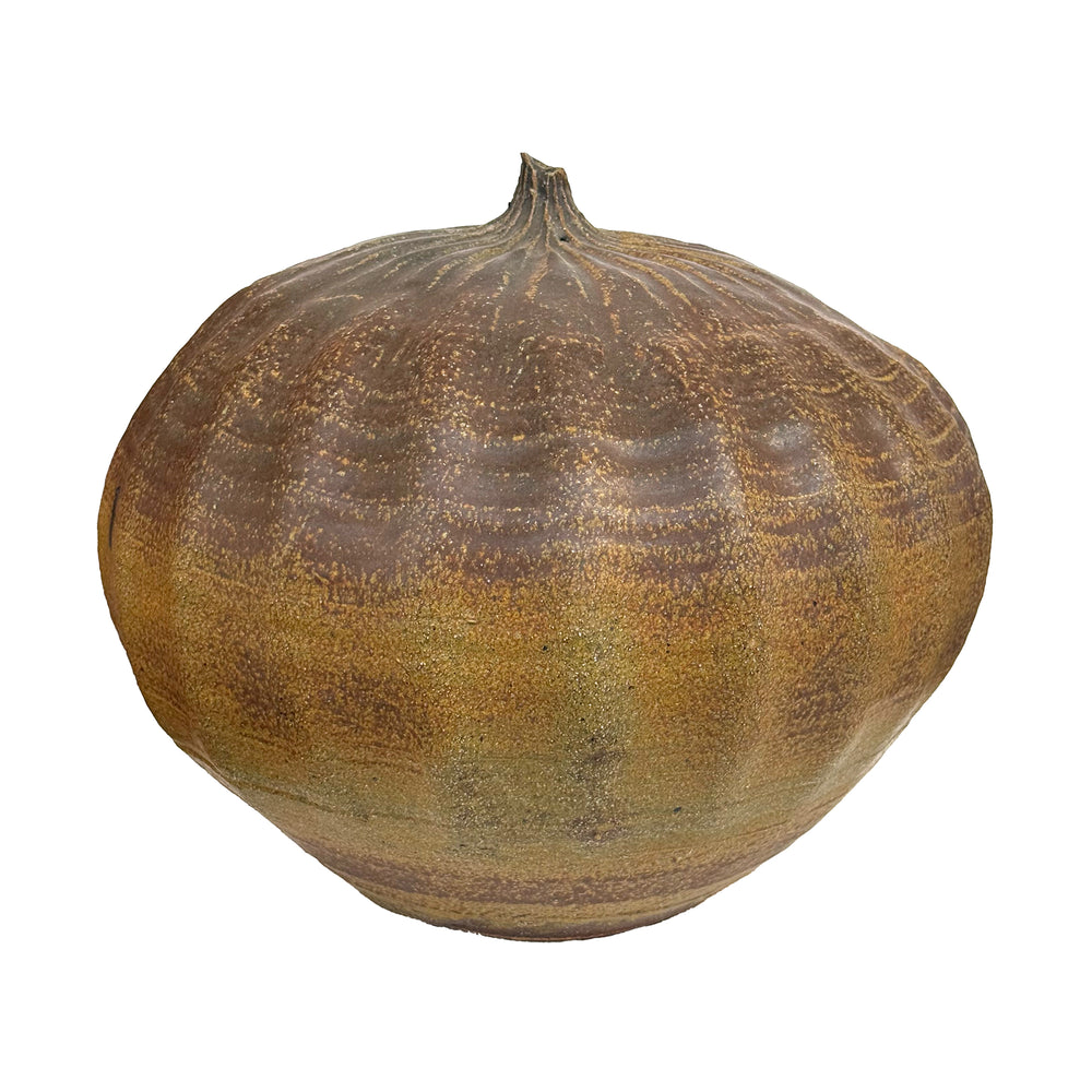 Large Japanese Ribbed Studio Ceramic Vessel